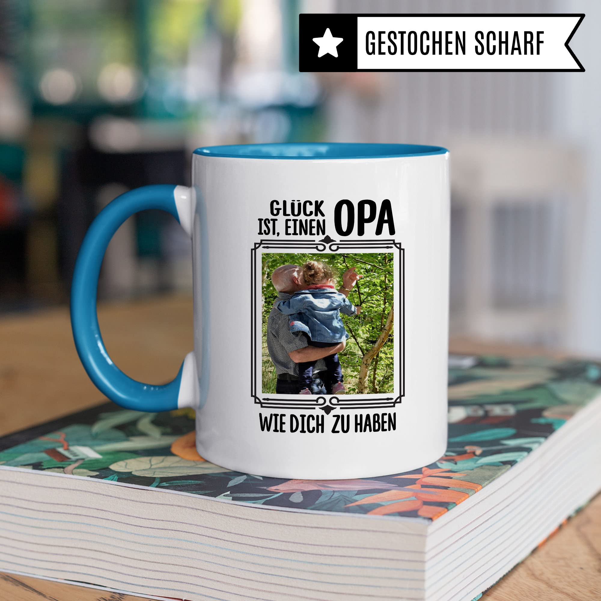 Tasse personalisierbar Opa Geschenk, Glück ist ein Opa wie dich zu haben Geschenkidee Großvater personalisierbar Kaffeetasse mit Spruch Kaffee-Becher Teetasse glücklich