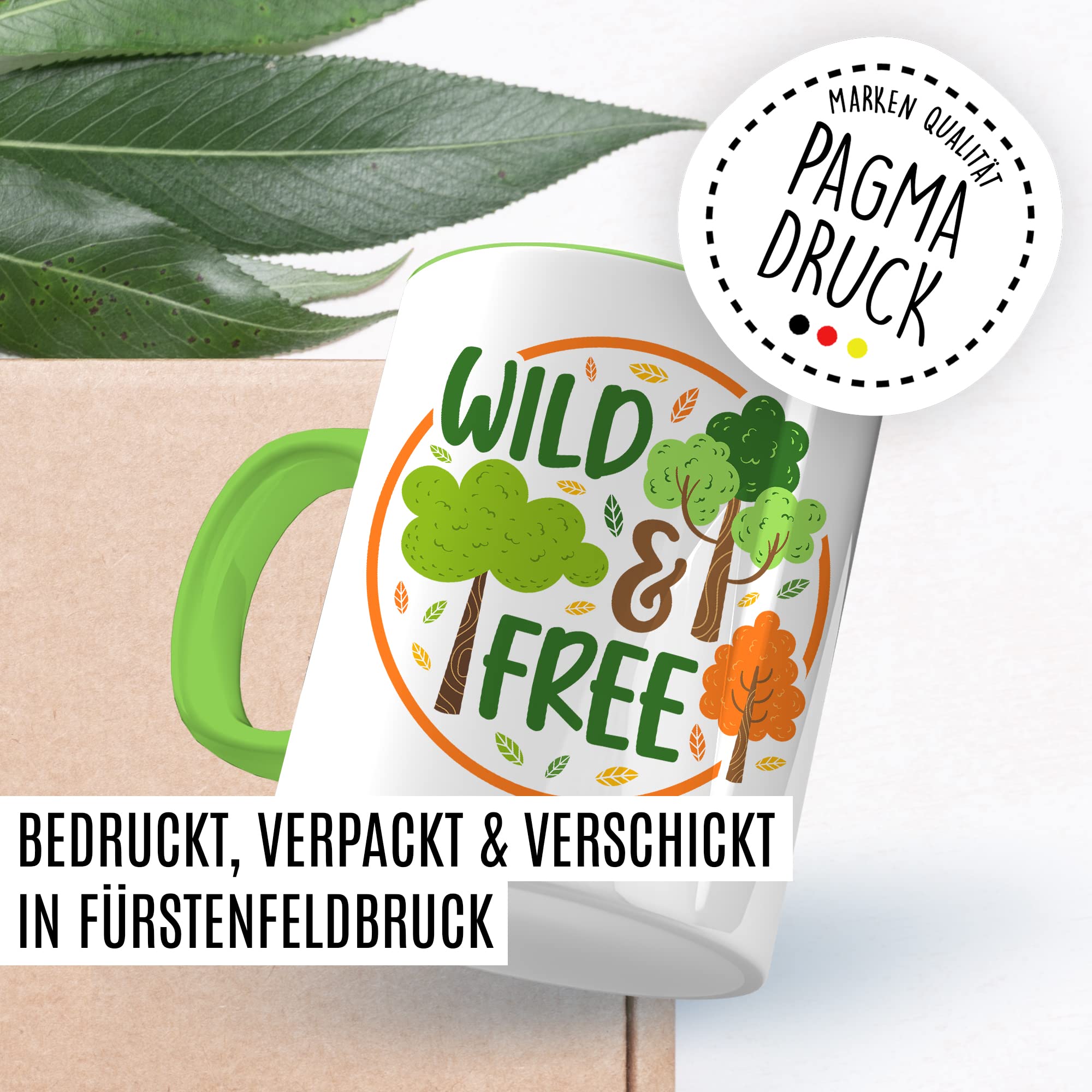 Wild & Free Becher Tasse Wohnmobil Wohnwagen Kaffeetasse Camping Geschenk Camper Kaffee-Becher Geschenkidee Outdoorfans Camperin Zelten Abenteuer Reisen Spruch Campingurlaub