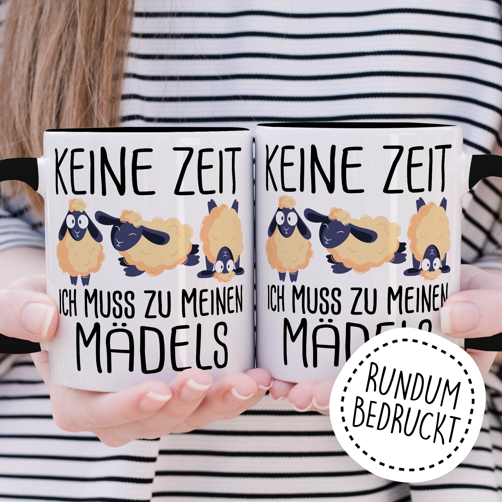 Mädels Tasse Schaf lustige Schafe Kaffeetasse Geschenk Kaffee-Becher Schäfchen süß Geschenkidee Mädchen Kollegin Humor Tante Freundin Wolle Cartoon Schaf Aufdruck witzig Bäuerin Bauernfrau