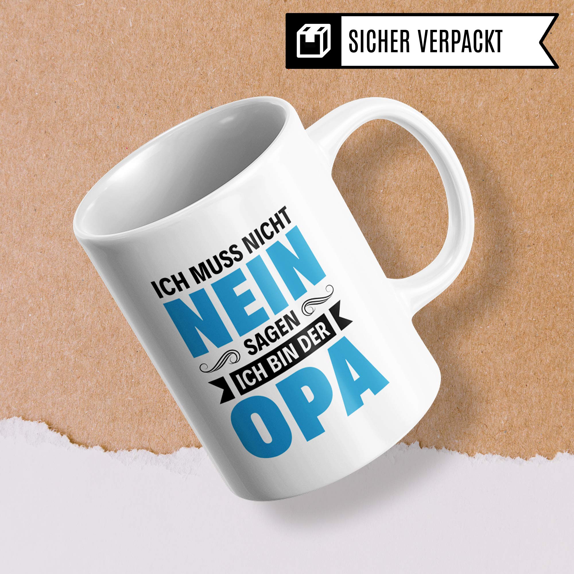 Pagma Druck Opa Tasse Geschenk, Großvater Becher mit Spruch: Ich muss Nicht Nein Sagen Ich Bin der Opa, Opi Kaffeetasse, Geschenkidee für Grossväter Kaffeebecher