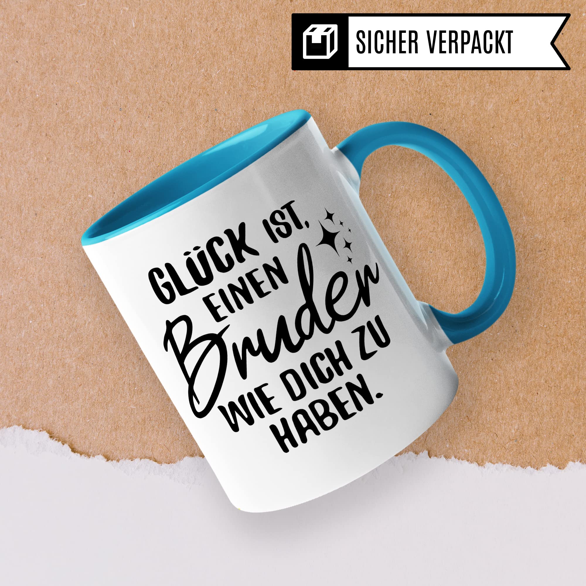 Bruder Tasse Geschwister Kaffeetasse Brüder Geschenk Bruderherz Kaffee-Becher Schwester Geschenkidee Glück ist einen Bruder wie dich zu haben Motiv Geschwisterliebe
