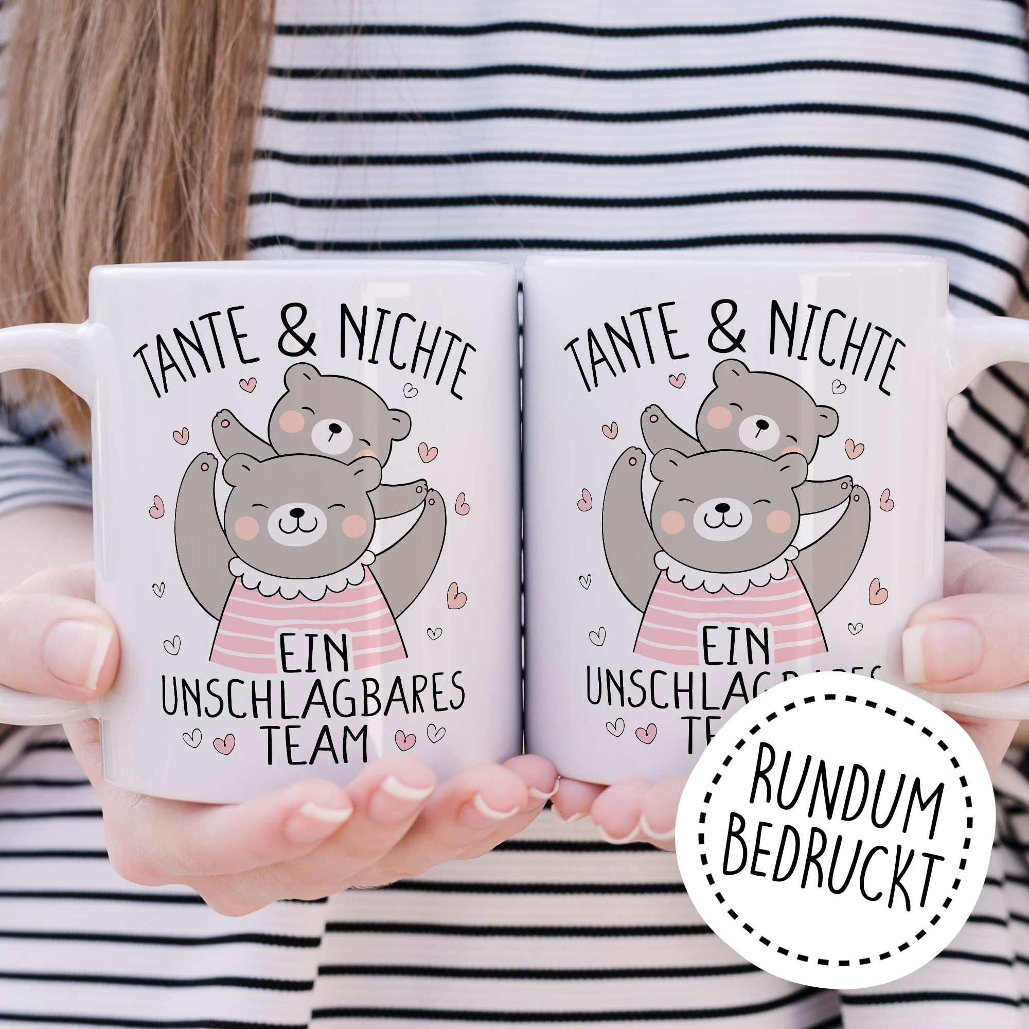 Tante Tasse Geschenk, Tante & Nichte ein unschlagbares Team Geschenkidee Kaffee-Becher Kaffeetasse Tasse mit Spruch lustig Tante Nichte Familie Patentante