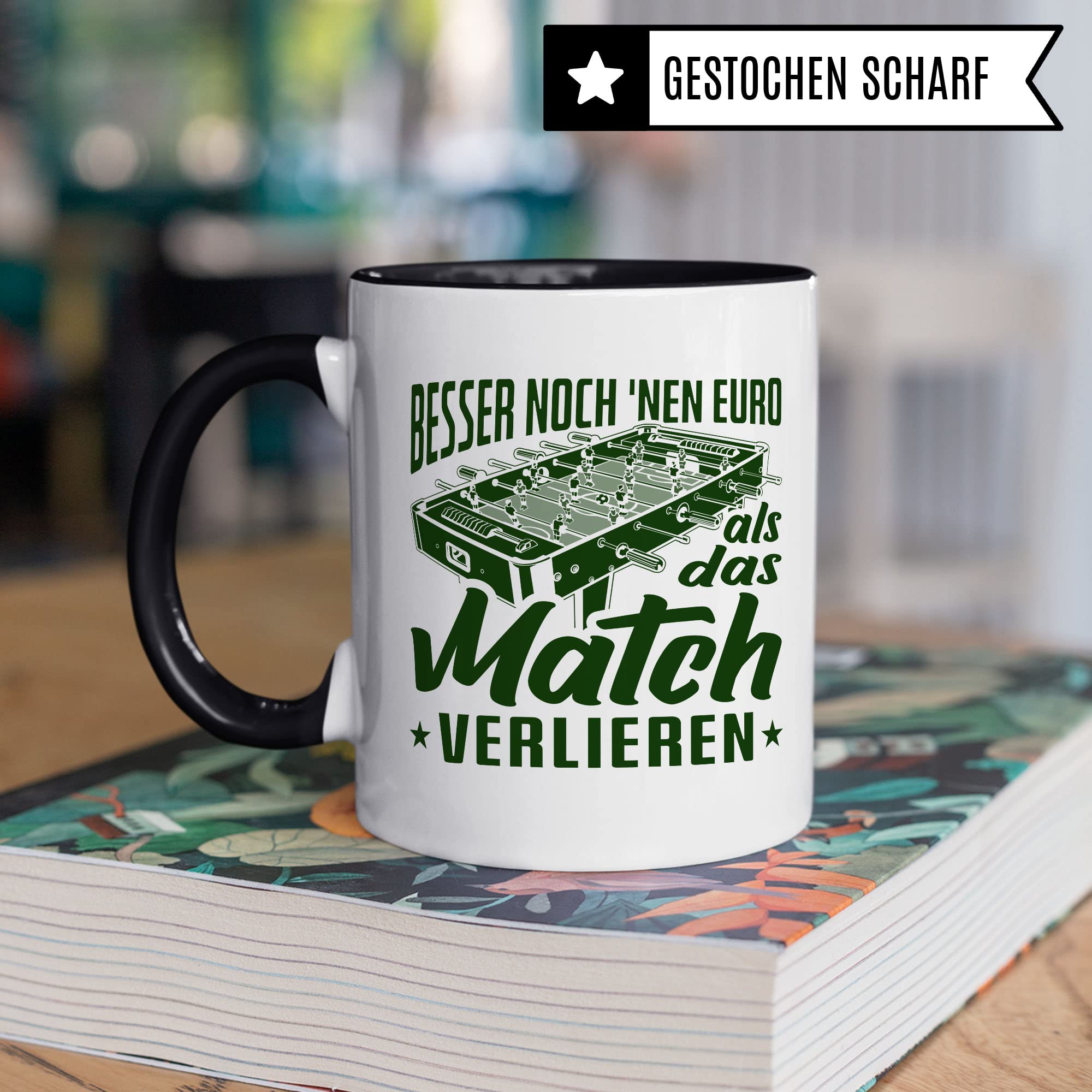 Kicker Tasse Geschenkidee Tischfußball Kaffeetasse Humor Witz Geschenk für Tischkicker Spieler Kaffeebecher Kickern Becher