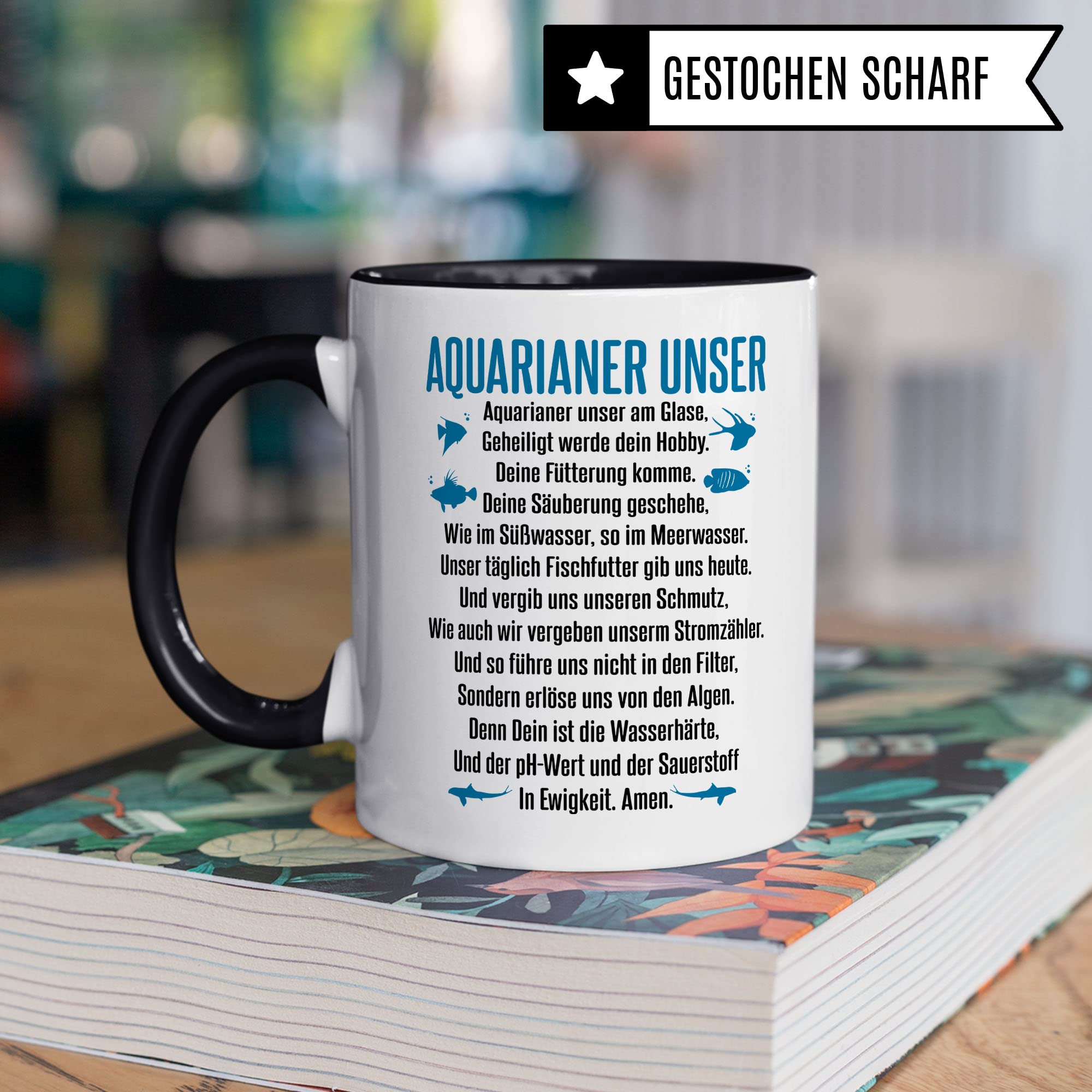 Aquarium Tasse - AQUARIANER UNSER, Fische Geschenk - Aquarium Fans Spruch lustig Geschenkidee - Fischeliebhaber Aquariumbesitzer Kaffee-Becher