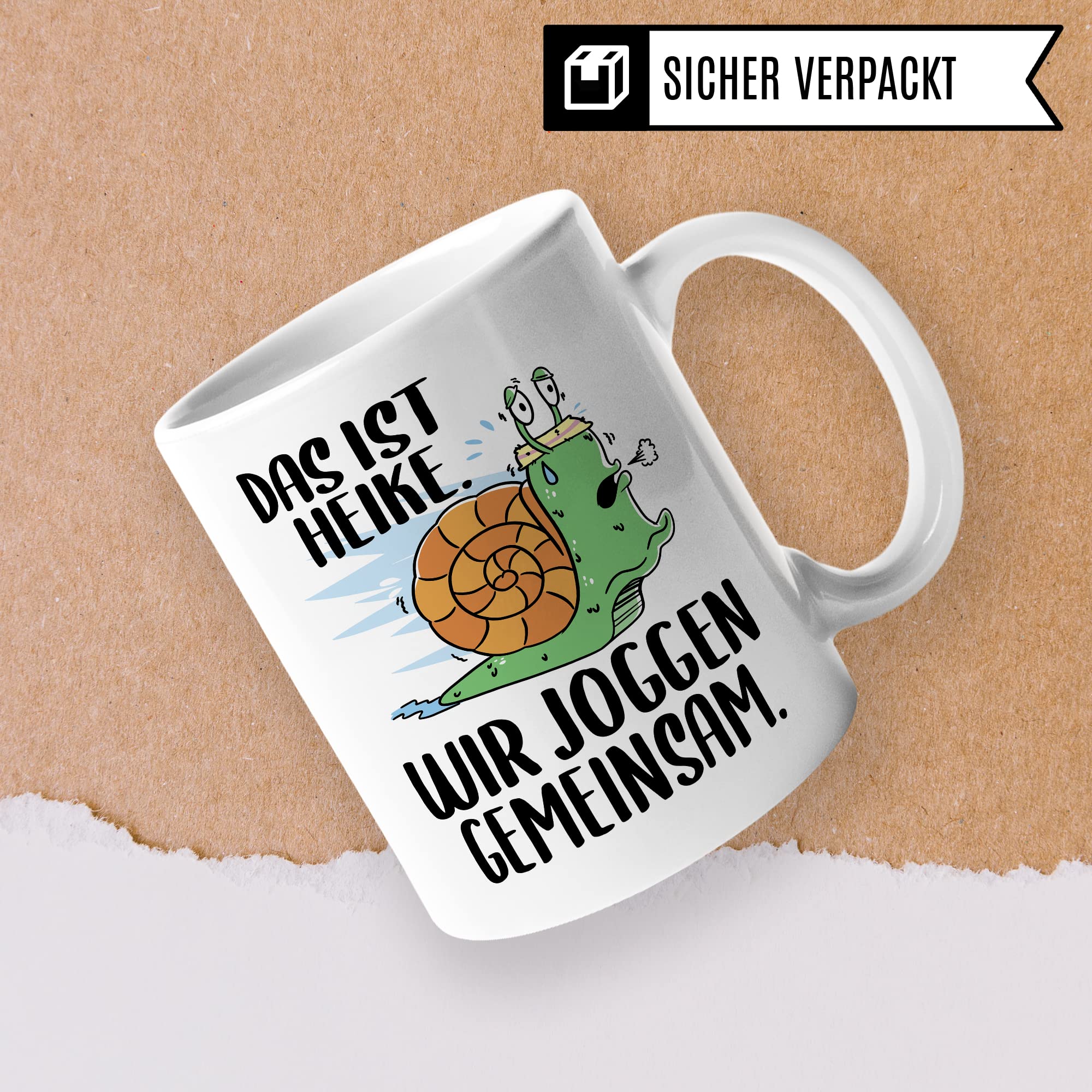 lustige Tasse Humorvolle Kaffeetasse mit Spruch Kaffee-Becher Witz Schnecke Joggen Spruch Geschenk-Idee Das ist Heike