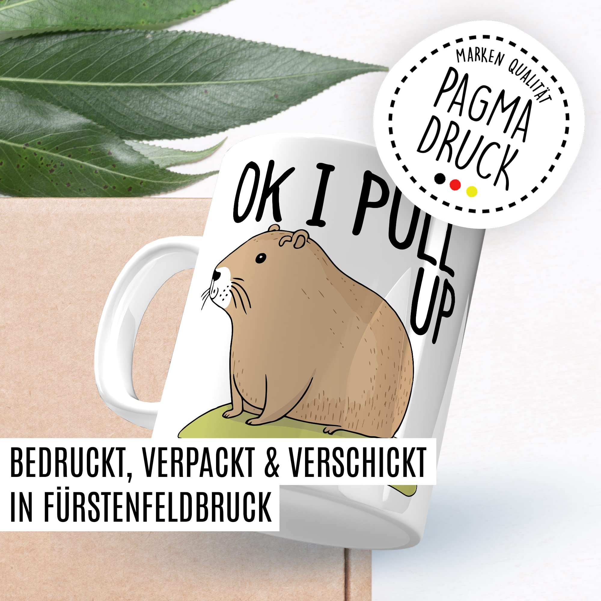 Capybara Tasse Meme Geschenkidee Ok I Pull up Humor Kaffeetasse mit lustigen Spruch Geschenk für Besten Freund Kaffeebecher Memes Culture Becher