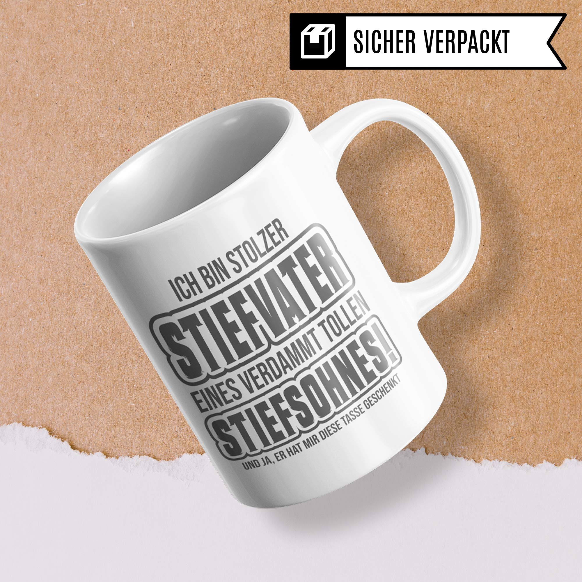 Pagma Druck Tasse Stiefvater Stiefsohn, Bonus Papa Kaffeetasse Geschenk Spruch, Bonuspapa Stief Vater Sohn Geschenkidee Kaffeebecher (Weiß/Weiß)