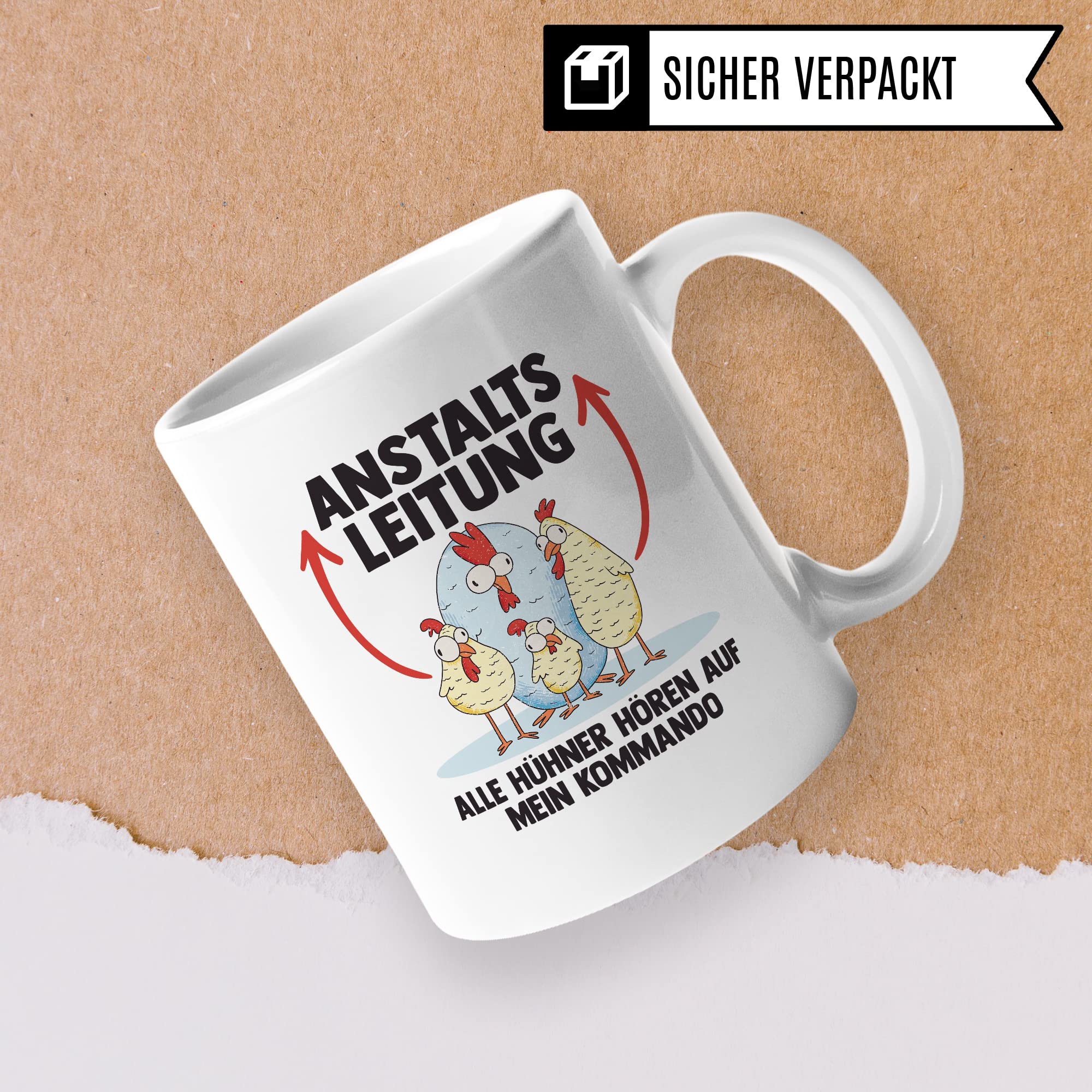 Hühner Tasse Huhn Kaffeetasse Anstaltsleitung Kaffee-Becher Hühnerhalter Geschenk Hühnerbesitzer Geschenkidee Lustig Humor Spruch