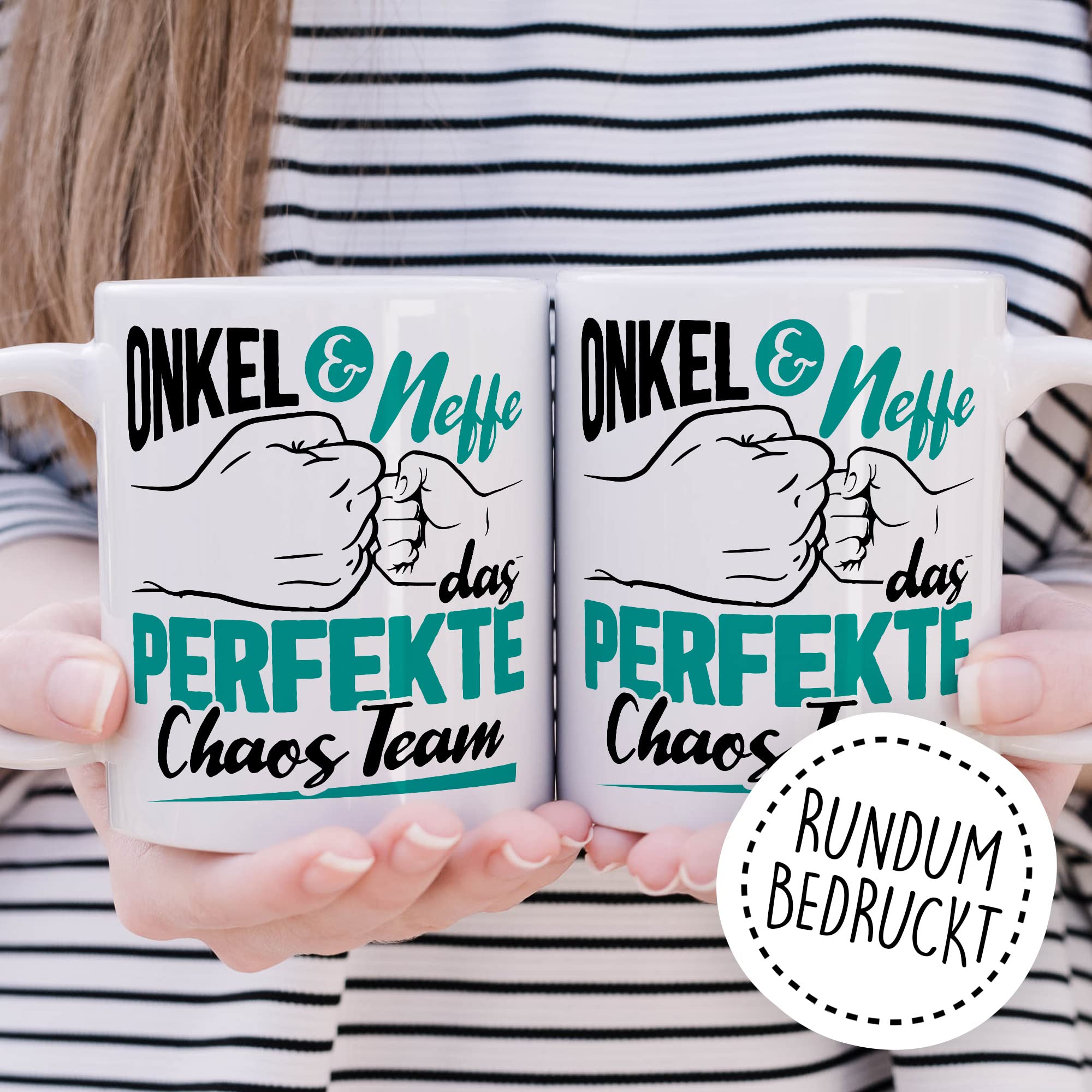 Onkel Tasse Neffe Geschenk lustig Chaos-Team Bruder Kaffeetasse Nichte Kaffee-Becher Geschenkidee Familie Humor Geschwister Patenonkel Pate Patenkind