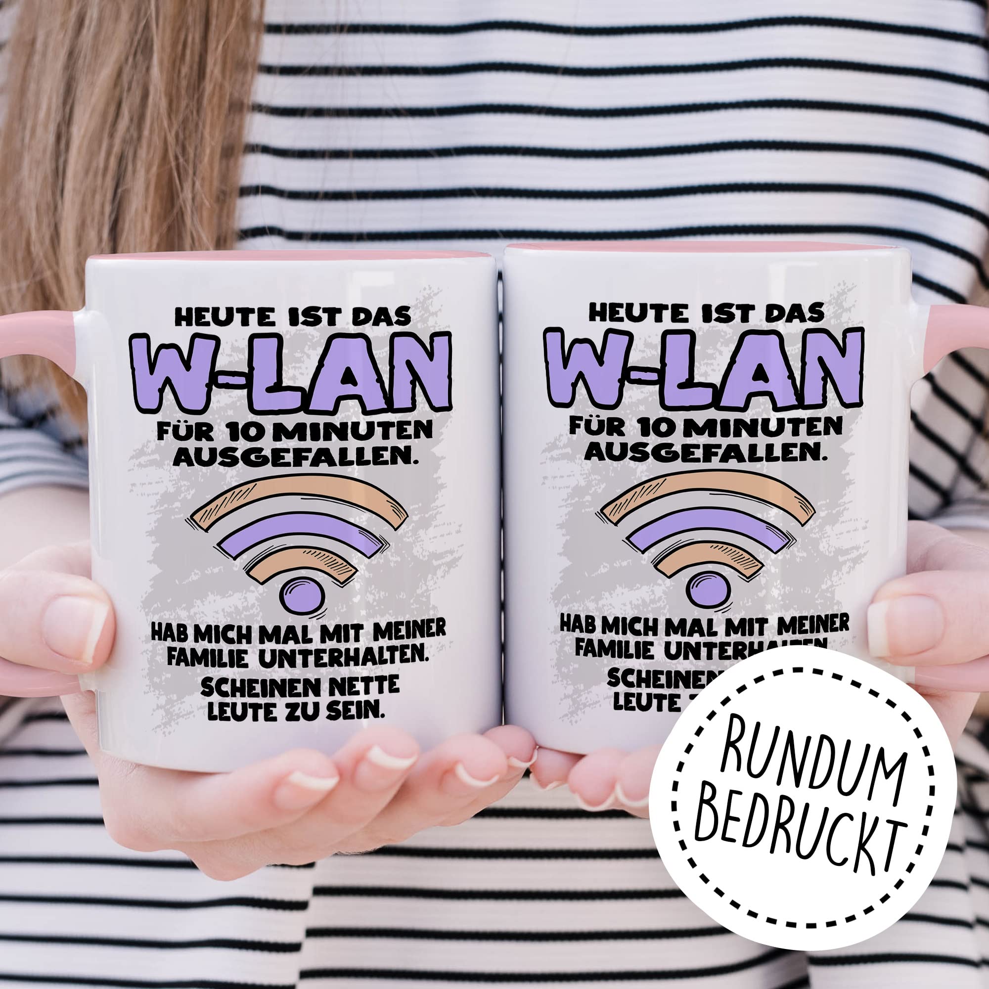 Tasse Wlan Geschenk, Heute ist das Wlan für 10 Min ausgefallen Geschenkidee Gamer Kaffee-Becher Kaffeetasse Tasse mit Spruch lustig Humor Witztasse Gaming Internet Handy