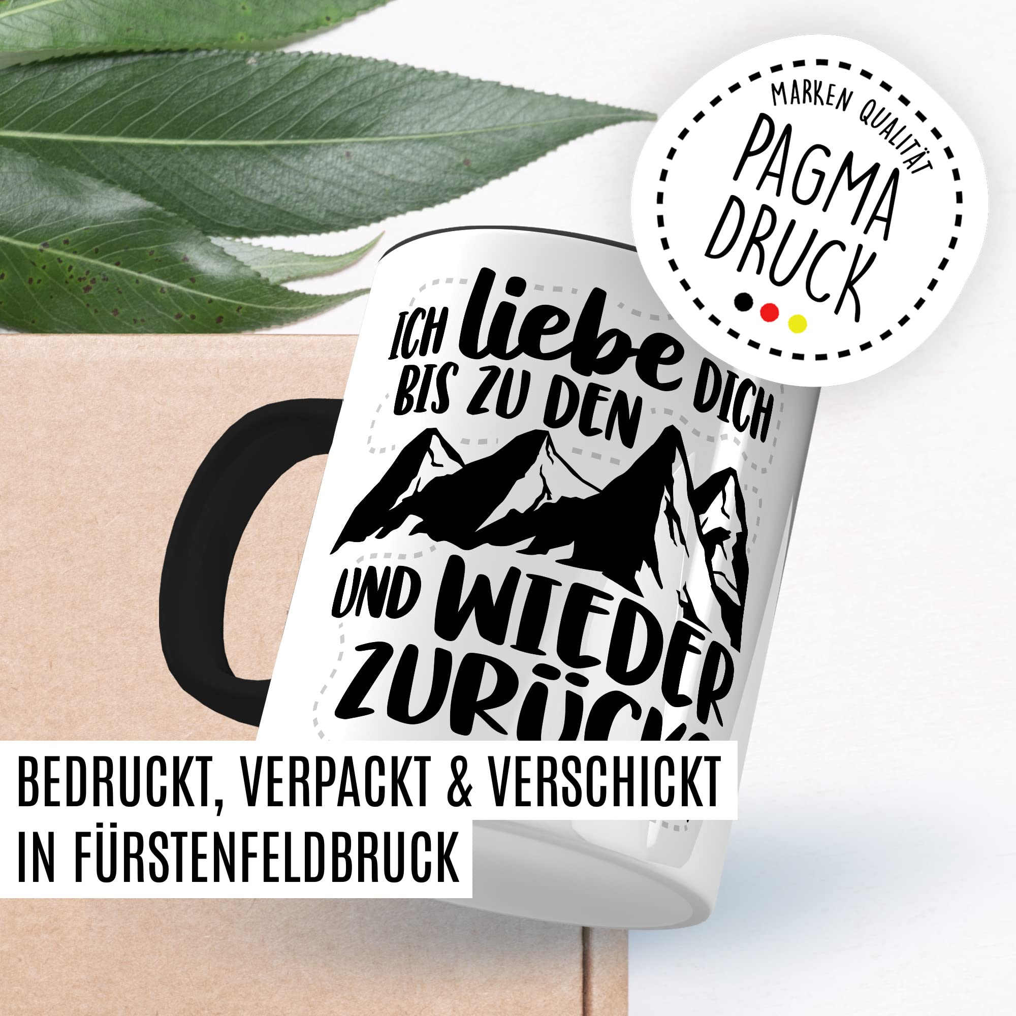 Berge Tasse Liebe Geschenk, Ich liebe dich bis zu den Bergen und zurück Geschenkidee Bergsteiger Kaffeetasse mit Spruch Kaffee-Becher Bergsteigen Wandern Natur