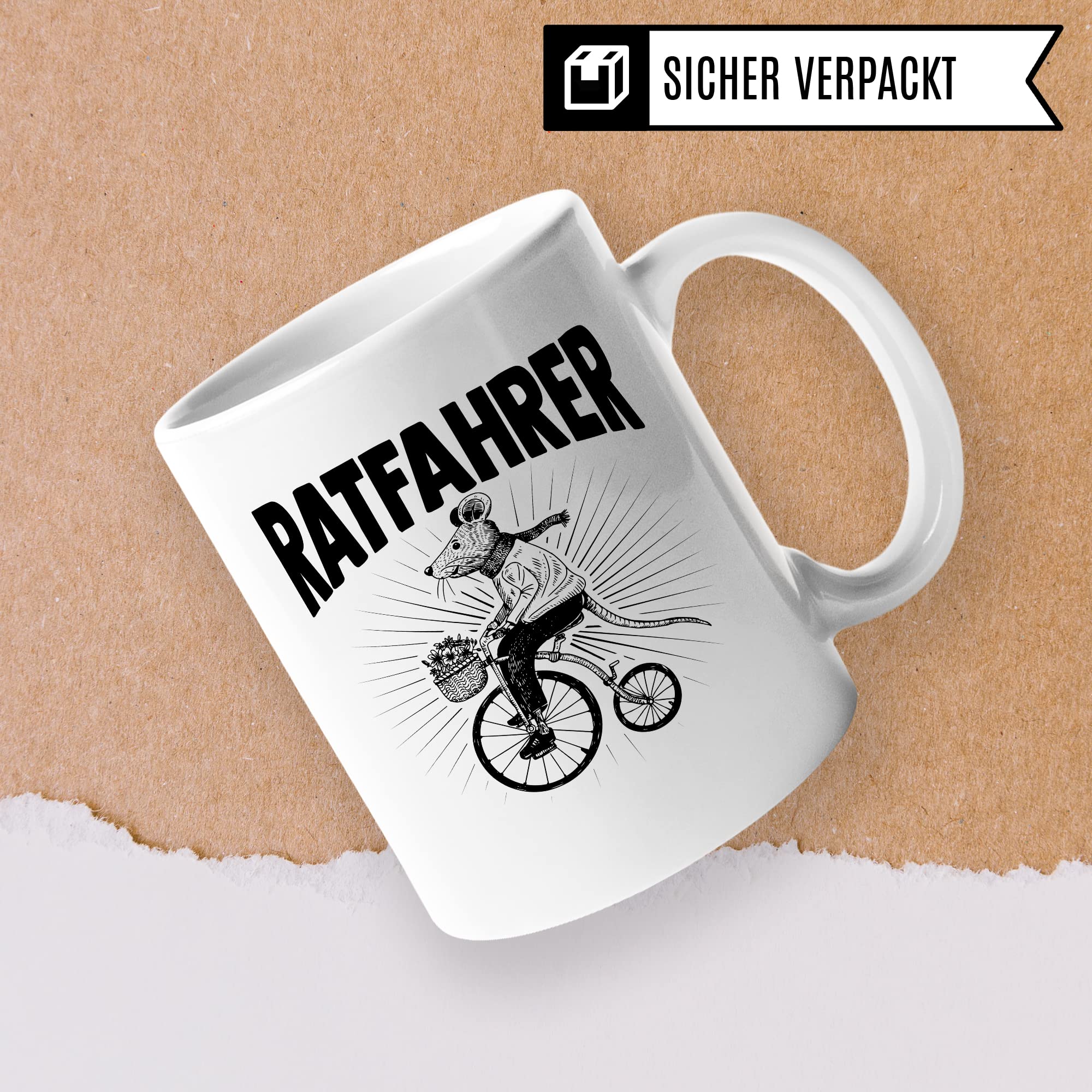 Ratfahrer Tasse Fahrrad Kaffeetasse Ratte Kaffee-becher Fahrradliebe Bike lustig Geschenk Fahrradfahren Geschenkidee Motiv Biker