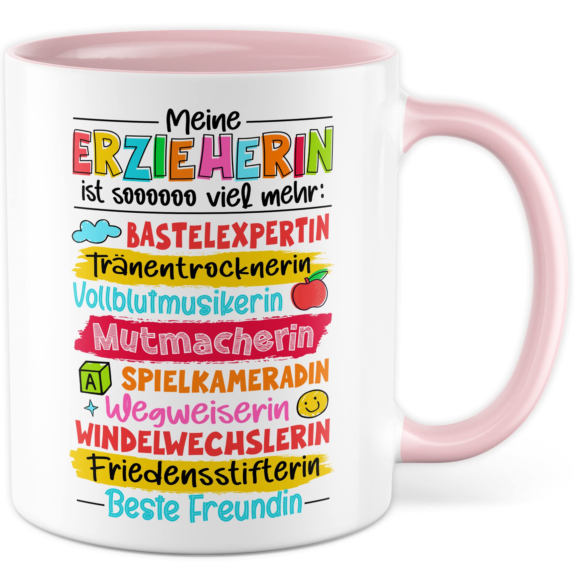 Erzieherin Tasse Geschenk, Meine Erzieherin ist soooo viel mehr Geschenkidee Kaffeetasse mit Spruch lustig Kaffee-Becher Kindergarten Kinderheim Abschiedsgeschenk