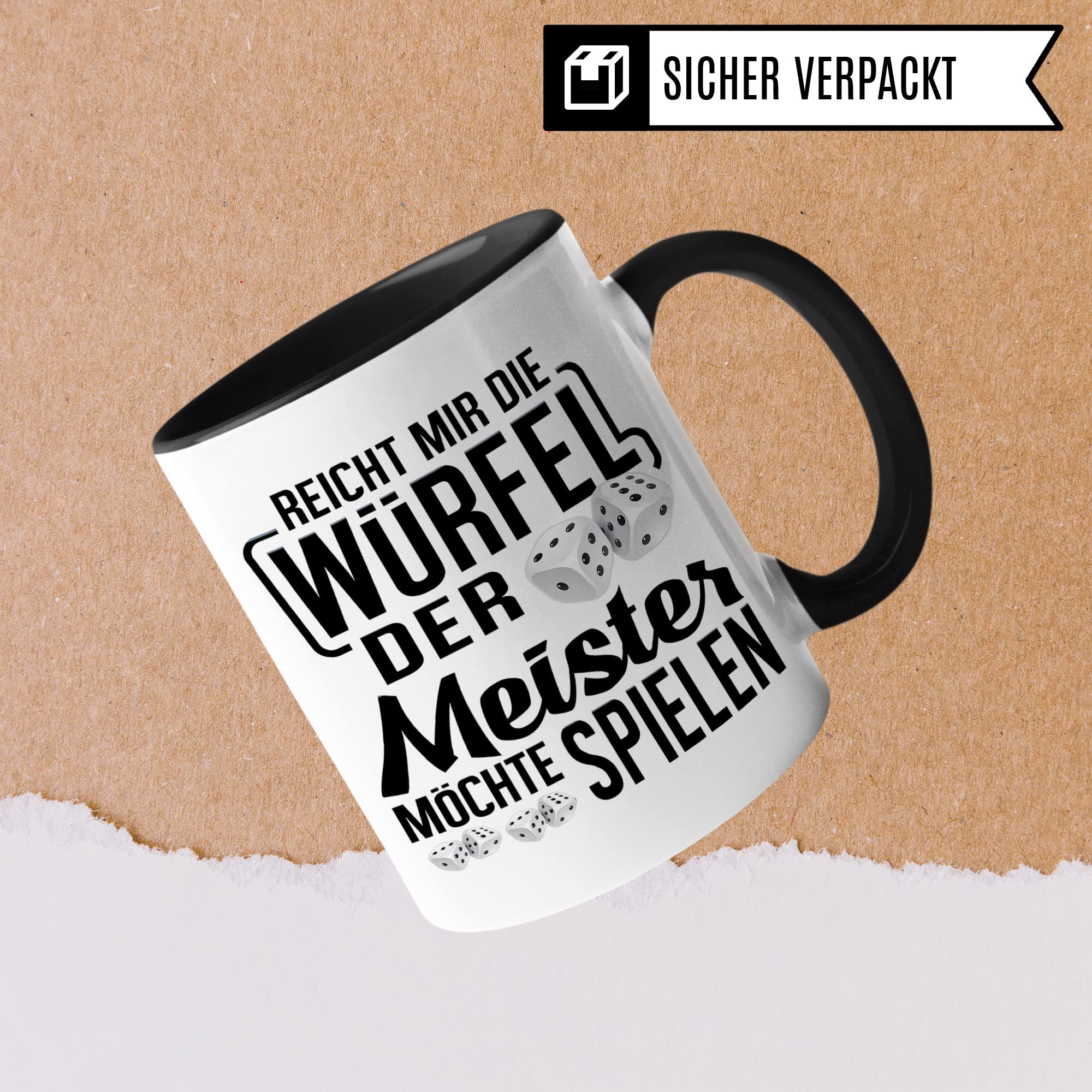 Würfel Tasse - Brettspiel RPG Rollenspiel lustiger Spruch - Kaffeetasse Fantasy Pen & Paper Tabletop D20 Motiv - Spieleabend Dungeon Kaffee-Becher