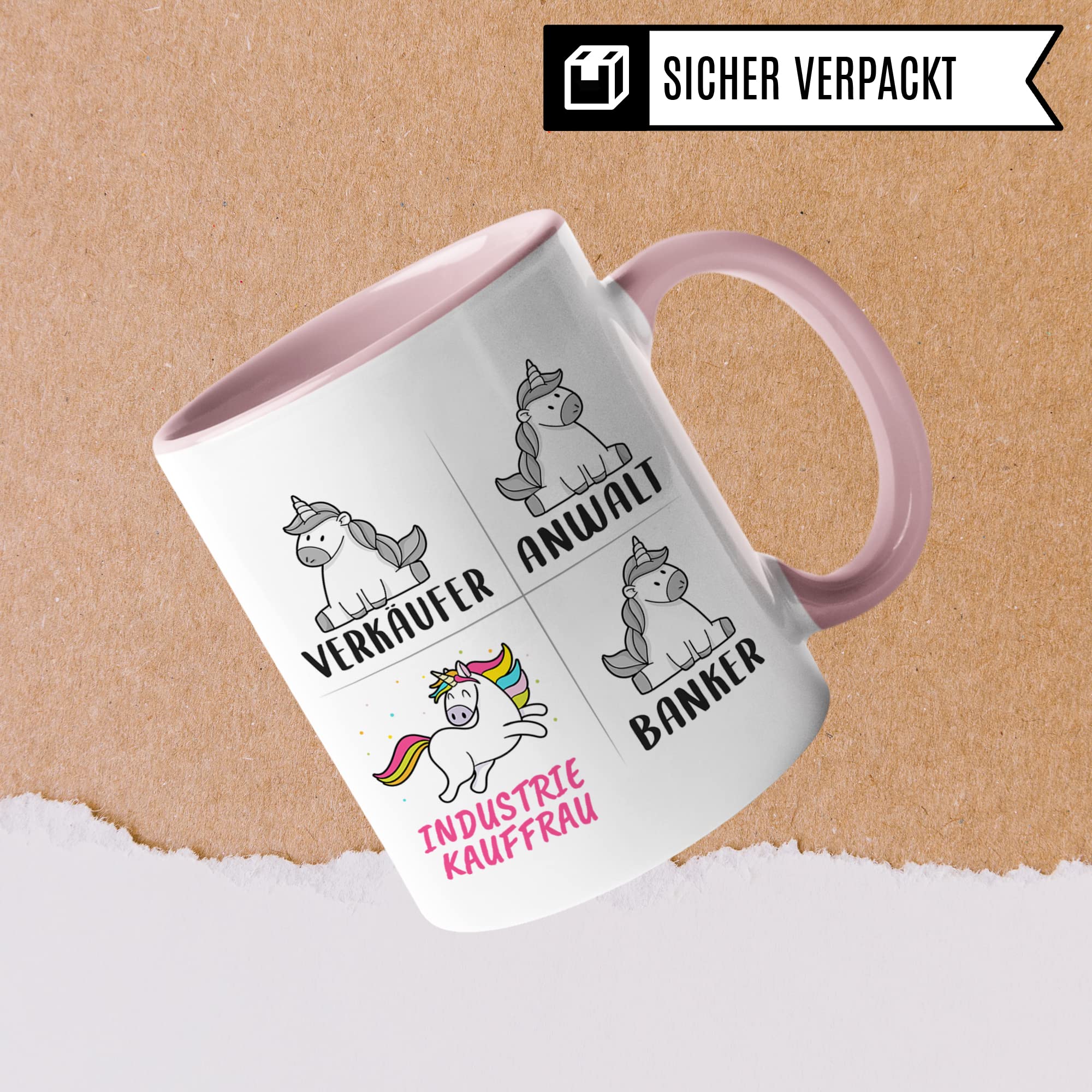 Tasse Industriekauffrau lustig, Industrie Kauffrau Ausbildun Geschenk, Spruch Kaffeebecher Geschenkidee, Kaffeetasse Beruf Industriekauffrauen Einhorn Frauen Teetasse Becher