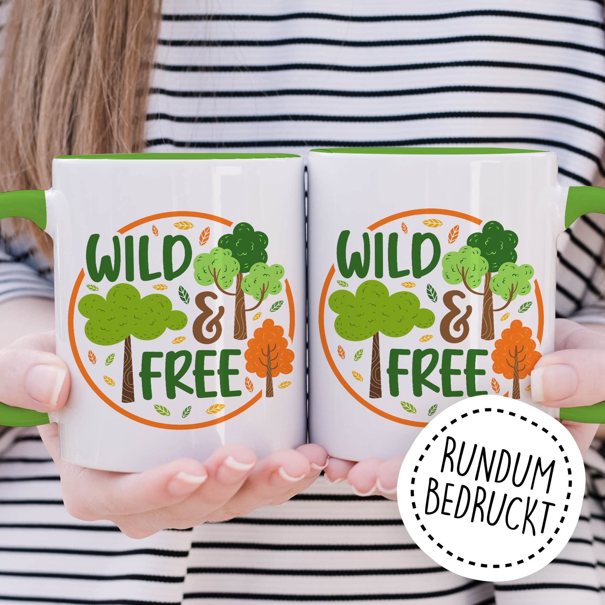 Wild & Free Becher Tasse Wohnmobil Wohnwagen Kaffeetasse Camping Geschenk Camper Kaffee-Becher Geschenkidee Outdoorfans Camperin Zelten Abenteuer Reisen Spruch Campingurlaub