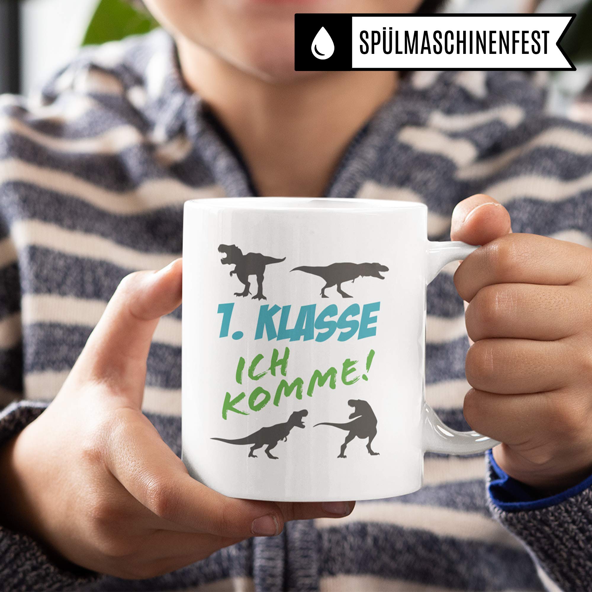 Pagma Druck 1. Klasse Geschenk Tasse, Einschulung, Einschulung Junge Schulbeginn Schulanfang Becher, Einschulungsgeschenke Schulkind, Erster Schultag Deko Kakaotasse Dino Dinosaurier