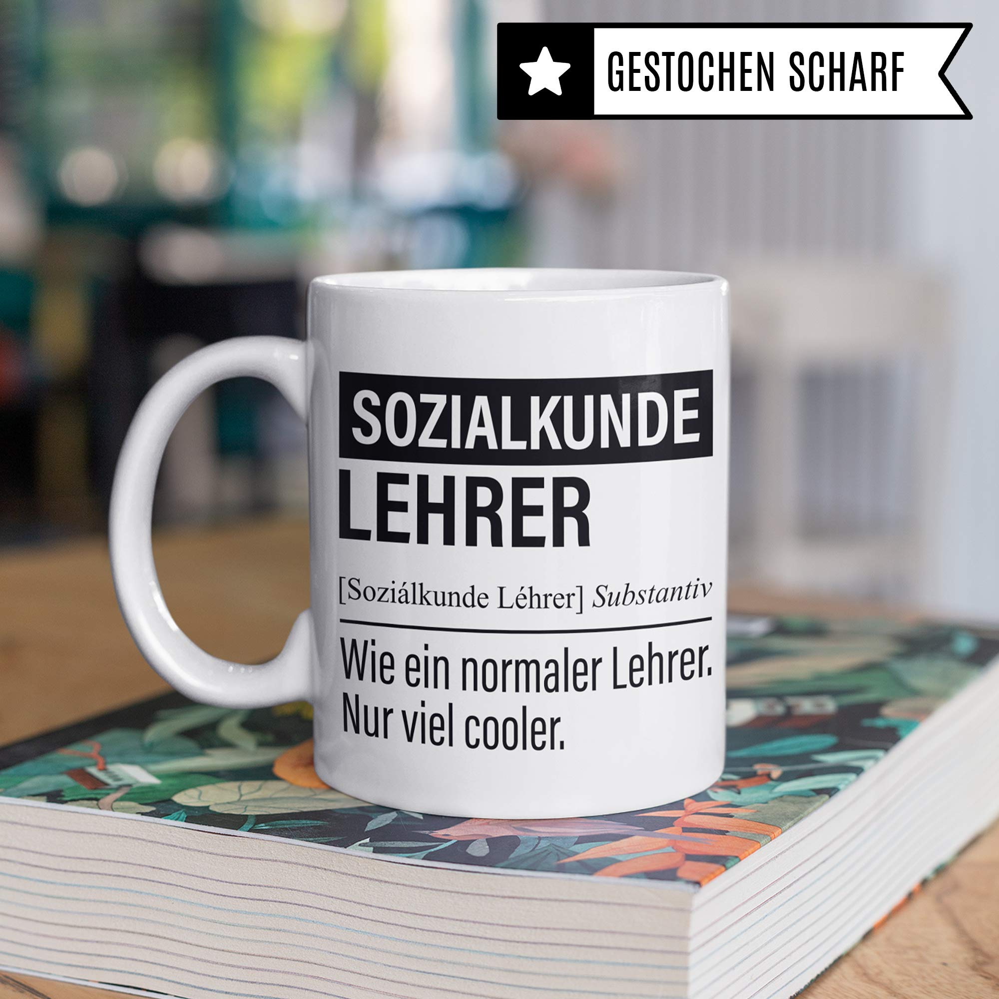 Sozialkundelehrer Tasse, Geschenk für Sozialkunde Lehrer, Kaffeetasse Geschenkidee Lehrer, Kaffeebecher Lehramt Schule Sozialkunde Unterricht Witz