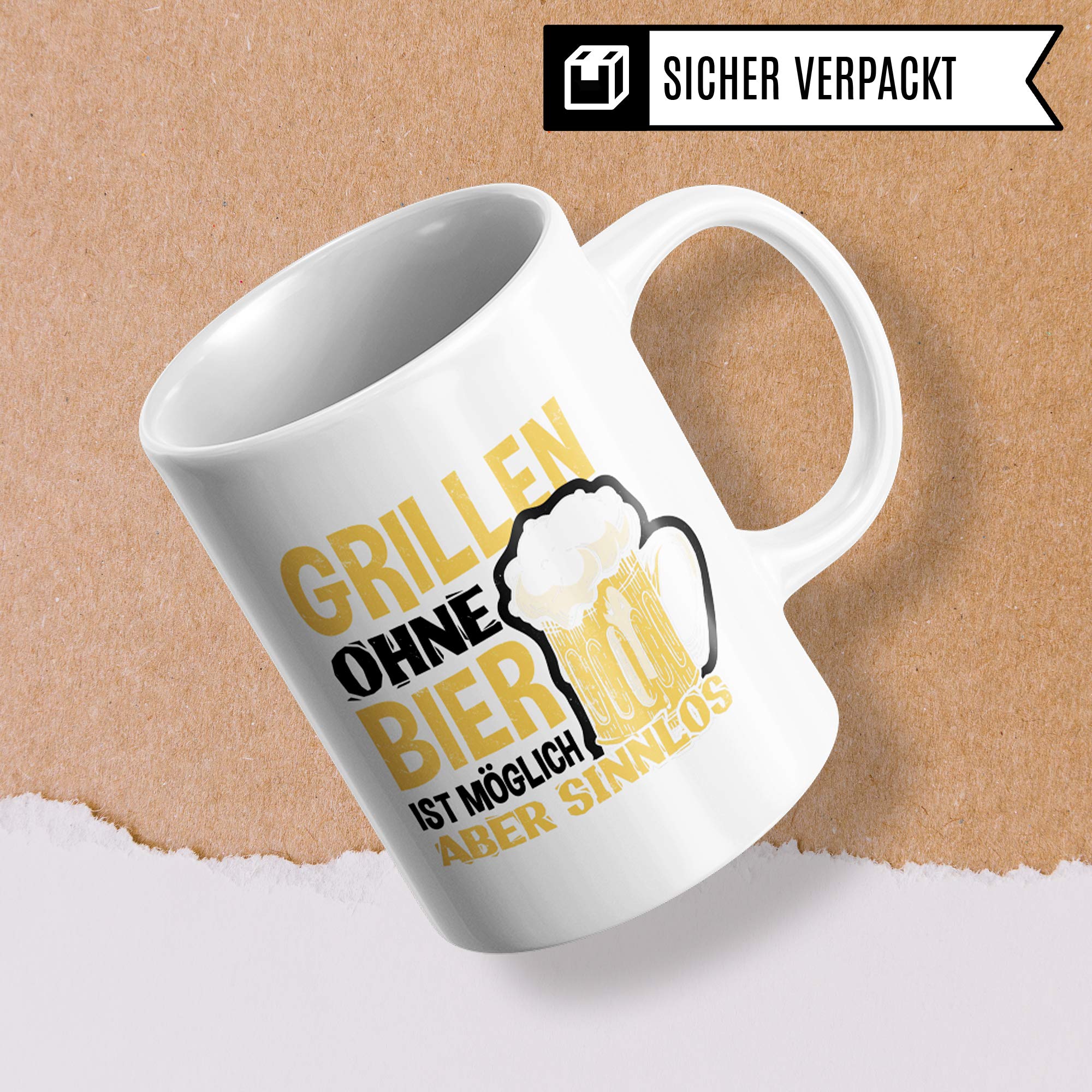 Pagma Druck Grillen Tasse, Grill Geschenke für Männer, Bier & Grillen BBQ Becher Geschenkidee, Kaffeetasse für Grillmeister und Hobby Griller