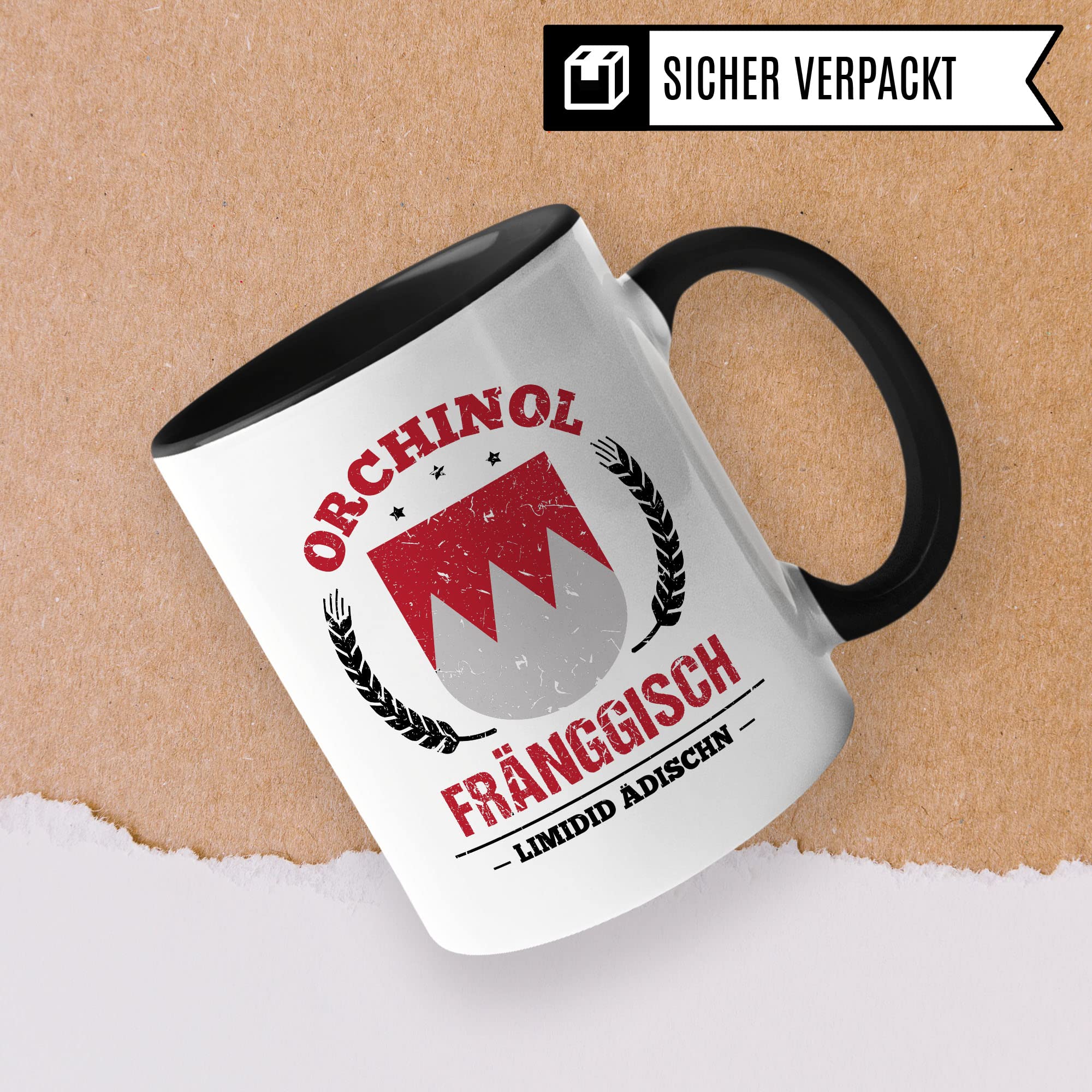 Franken Tasse Geschenkidee Kaffeetasse Humor Witz Geschenk für Ober Unter Mittel Franke Kaffeebecher Bayern Becher