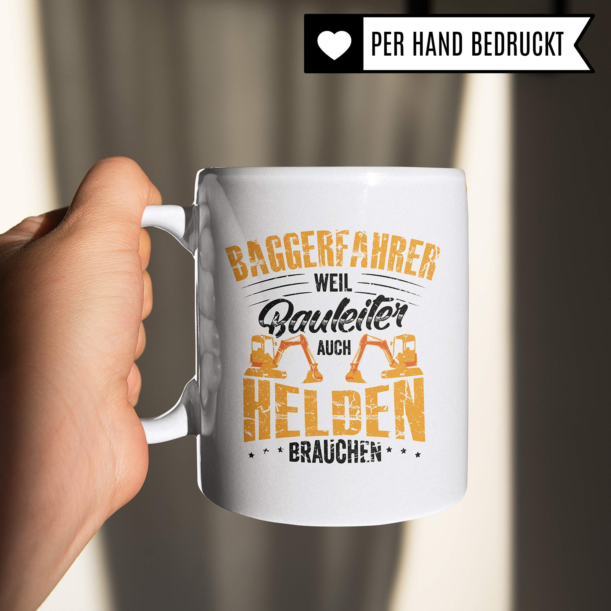 Pagma Druck Baggerfahrer Geschenk, Bagger Tasse, Geschenkidee für Baumaschinenführer & Bagger Fahrer Becher, Kaffeetasse Baumaschinen Baggerführer Baustelle Kaffeebecher