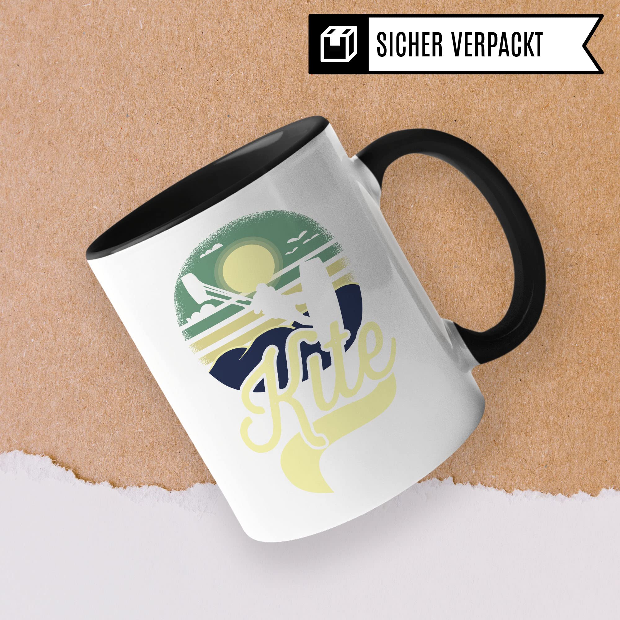 Kite Tasse Geschenkidee Kiten Kaffeetasse Geschenk für Kiter Kaffeebecher Surf Becher