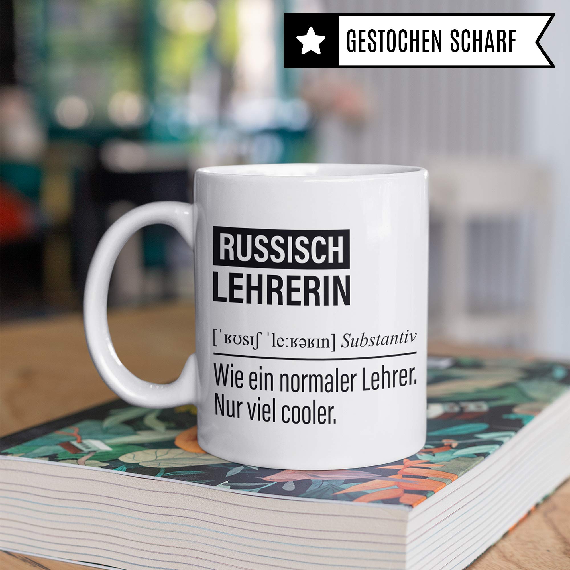 Russischlehrerin Tasse, Geschenk für Russisch Lehrerin, Kaffeetasse Geschenkidee Lehrerin, Kaffeebecher Lehramt Schule Russisch Unterricht Witz