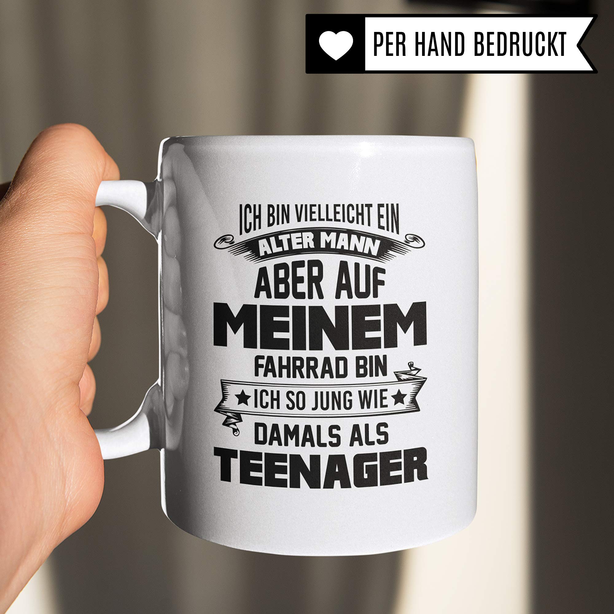 Pagma Druck Fahrrad Tasse, Geschenk Fahrrad, Becher Fahrradmotiv Fahrradfahrer, Rennrad Geschenkideen Kaffeebecher, Radfahren Radfahrer Rennradfahrer Opa Alter Mann Rentner Großvater Kaffeetasse