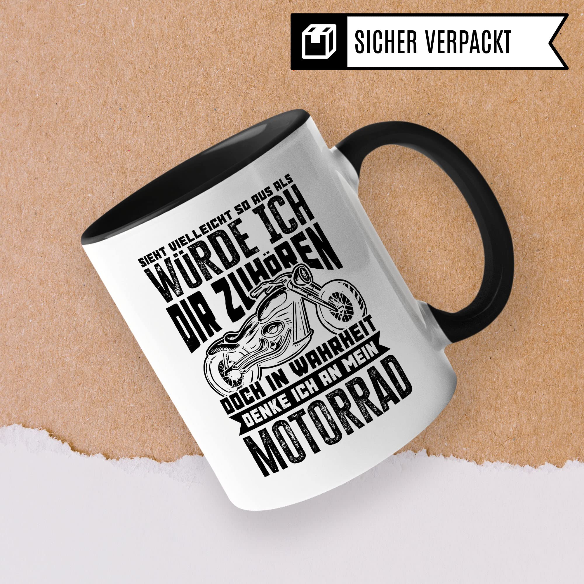 Motorrad Tasse Geschenkidee Humor Witz Kaffeetasse Geschenk für Motorradfahrer Biker Kaffeebecher Bike Becher