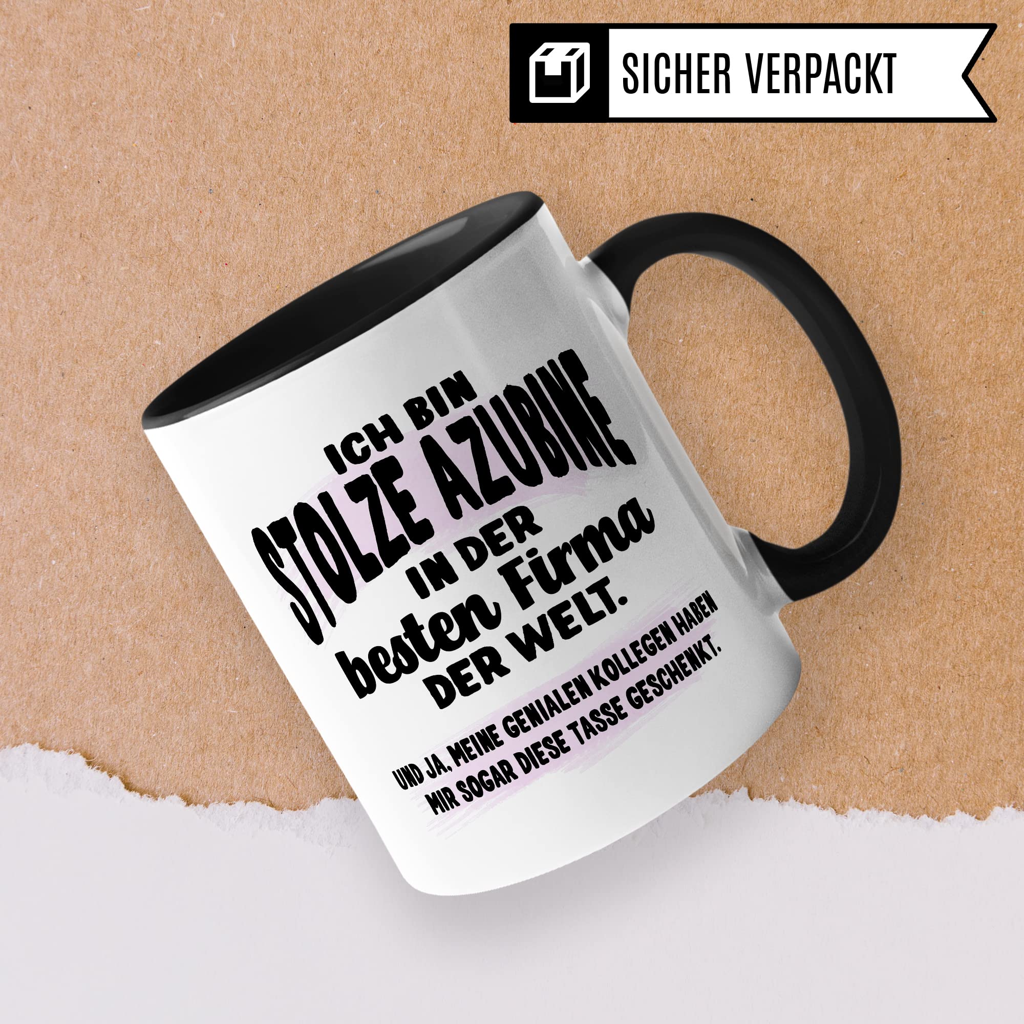 Stolze Azubine Tasse Kaffeetassen Azubine Ausbildung Kaffee-Becher Lehrling Ausbildung Beste Firma Spruch Becher Geschenkidee Azubine-Geschenk Auszubildende lustig Witz Humor