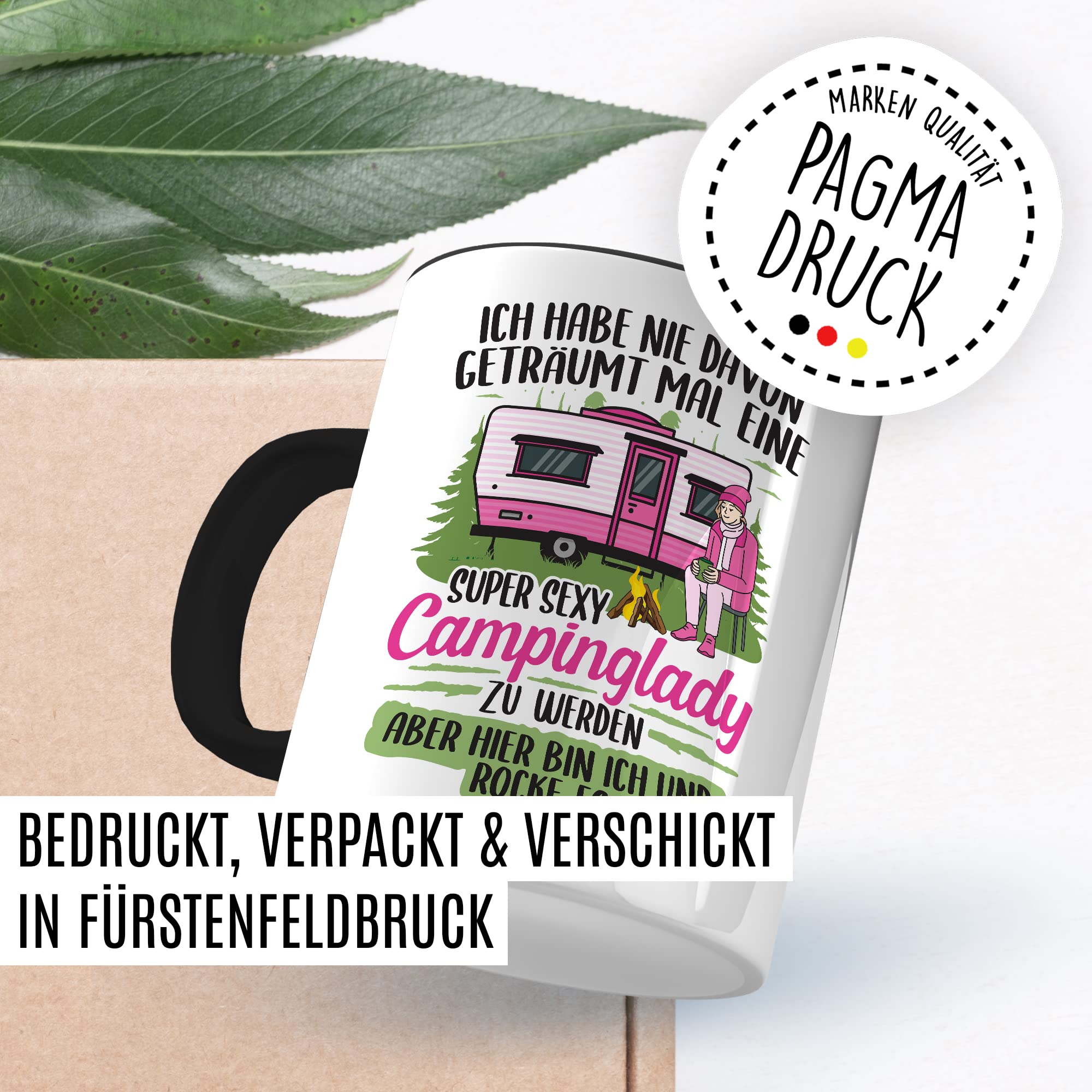 Becher Tasse Wohnmobil Wohnwagen Kaffeetasse Camping Geschenk Camperin Kaffee-Becher Geschenkidee Outdoorfans Zelten Abenteuer Reisen Spruch Humor Witz sexy Campinglady