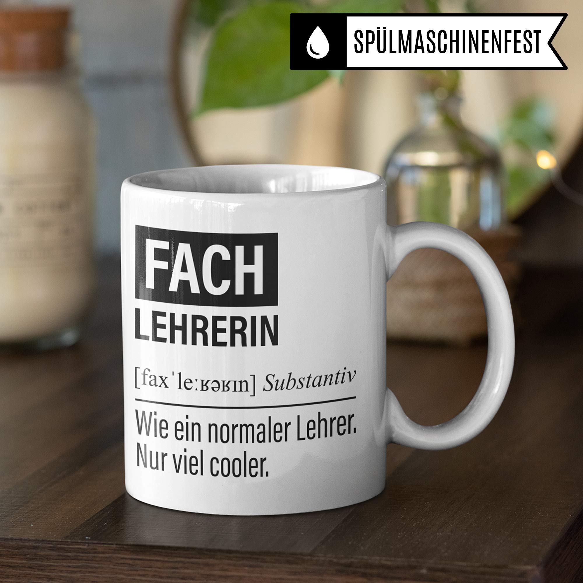 Fachlehrerin Tasse, Geschenk für Fach Lehrerin, Kaffeetasse Geschenkidee Lehrerin, Kaffeebecher Lehramt Schule Unterricht Witz