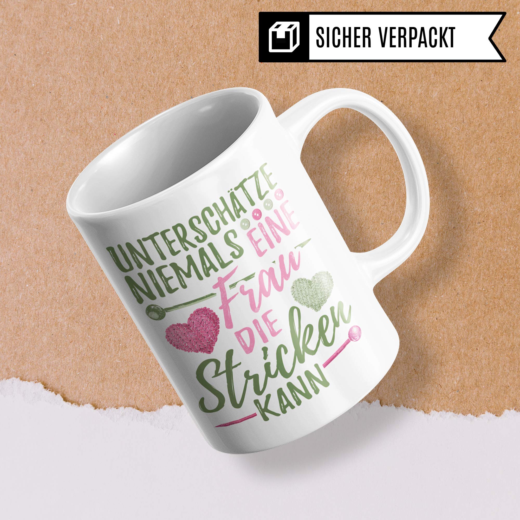 Pagma Druck Tasse Stricken Spruch - Strickerin Geschenk Kaffeetasse Häkeln Geschenkidee - Stricken Nadeln Becher