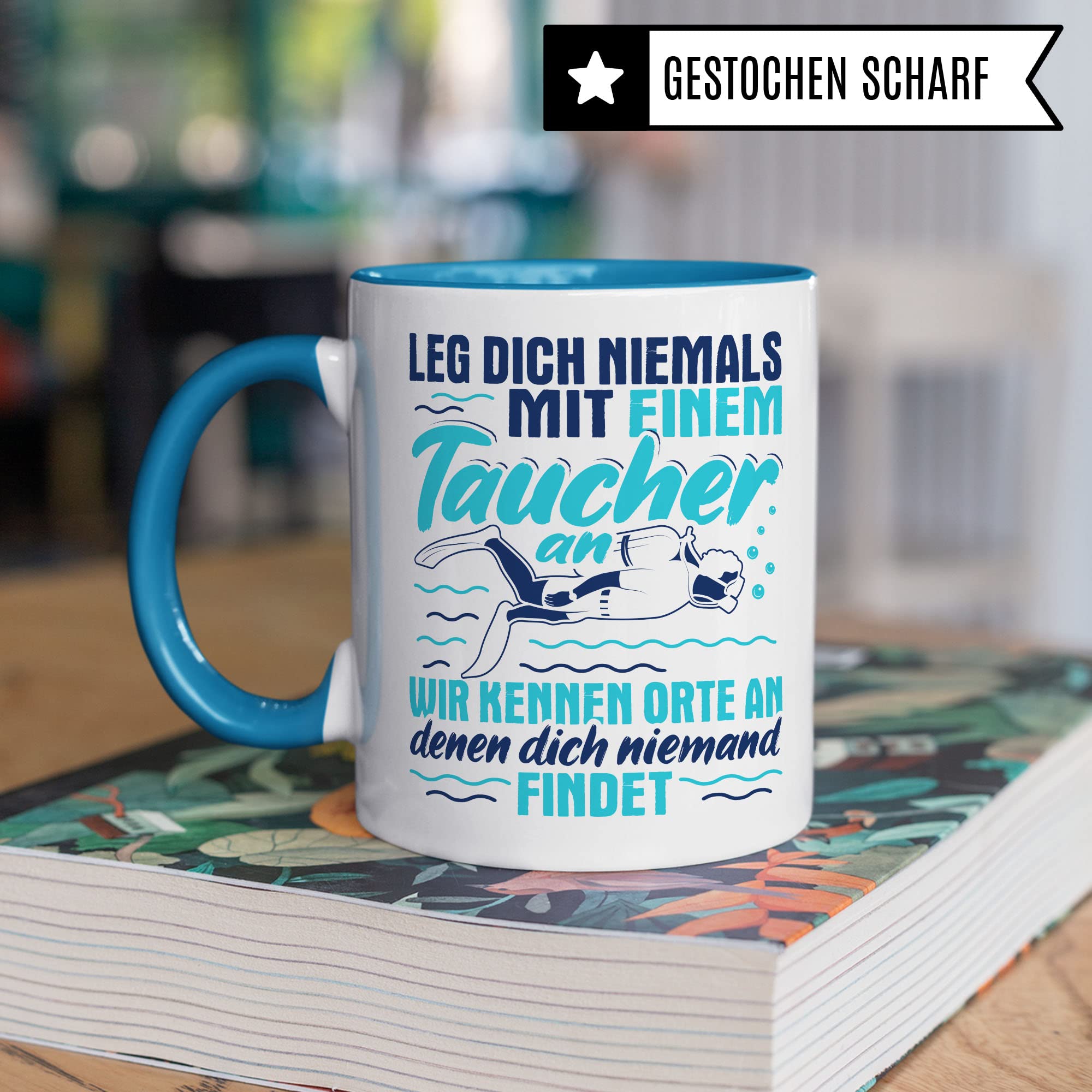 Tauchen Tasse Geschenkidee Diving Kaffeetasse Humor Witz Geschenk für Taucher Taucherin Kaffeebecher Diver Becher