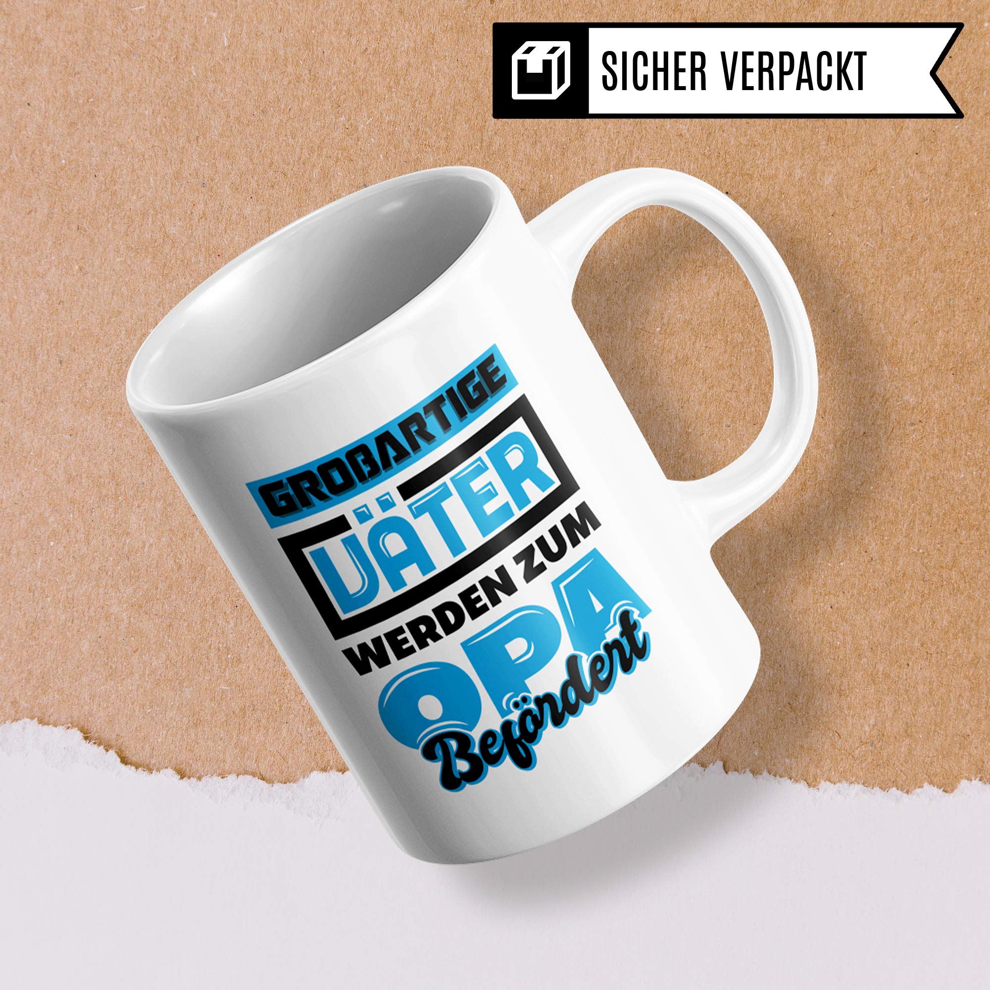 Pagma Druck Großartige Väter Werden zum Opa befördert Tasse, Geschenk für Großväter zum Enkel Geburtstag, Opi Spruch Becher Geschenkidee, Kaffeetasse für Opas