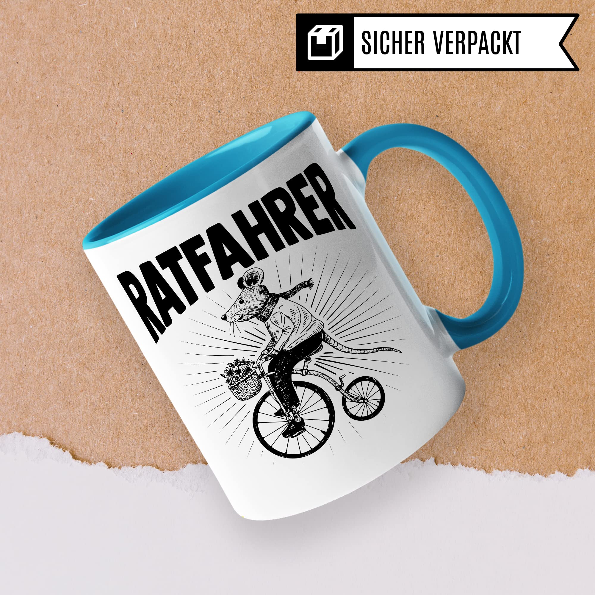 Ratfahrer Tasse Fahrrad Kaffeetasse Ratte Kaffee-becher Fahrradliebe Bike lustig Geschenk Fahrradfahren Geschenkidee Motiv Biker