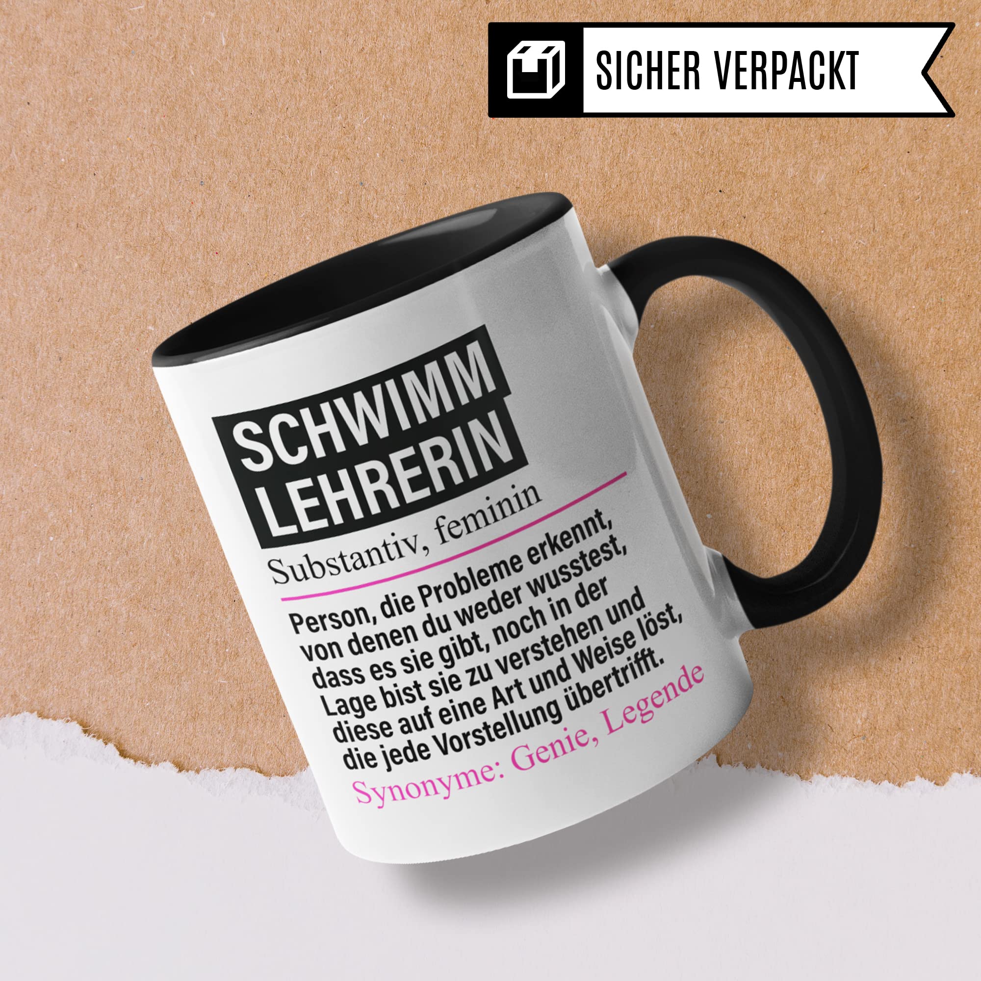 Tasse Schwimmlehrerin lustig, Schwimmlehrerin Geschenk Beruf, Spruch Kaffeebecher Schwimm-Lehrerin Geschenkidee, Beruf Kaffee-Tasse Teetasse Becher