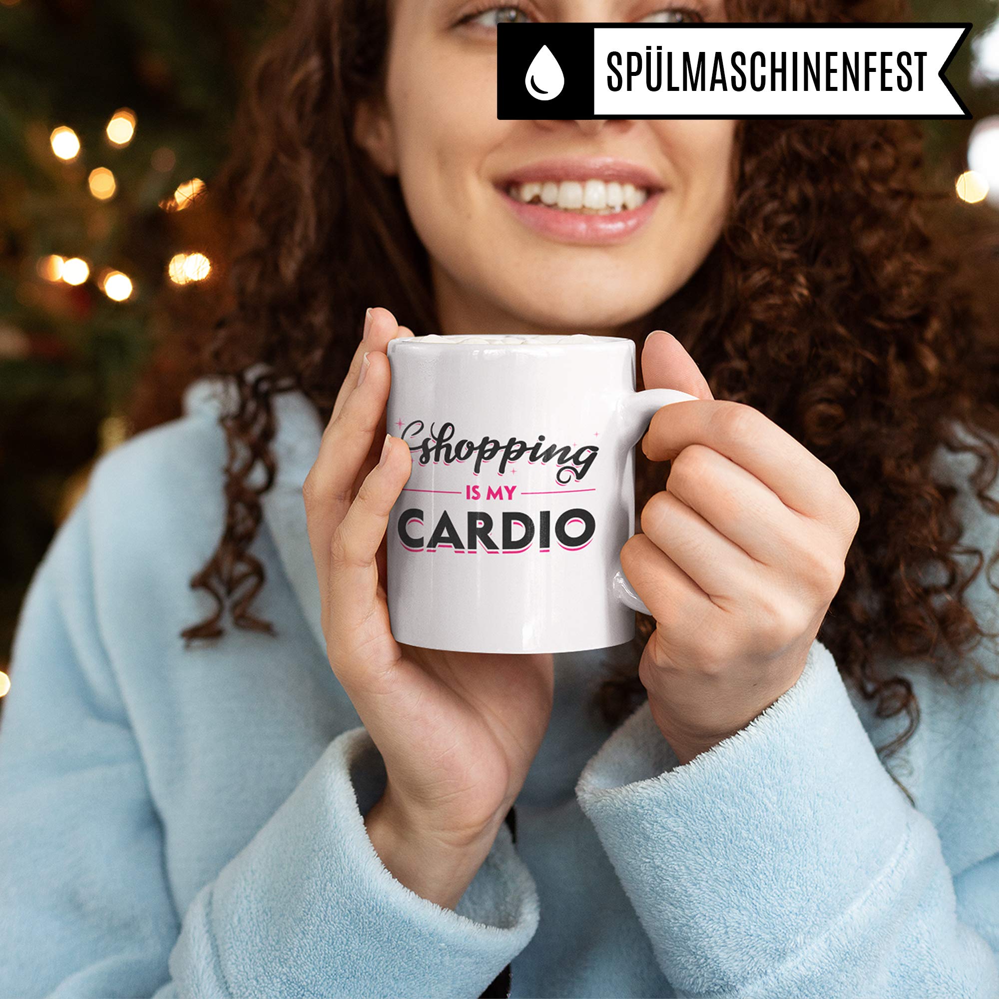 Pagma Druck Shopping Queen Tasse, Shopping Geschenk Becher, Shoppen Einkaufen Frauen Geschenkidee, Kaffeetasse Shopping is My Cardio Spaß Kaffeebecher Witz