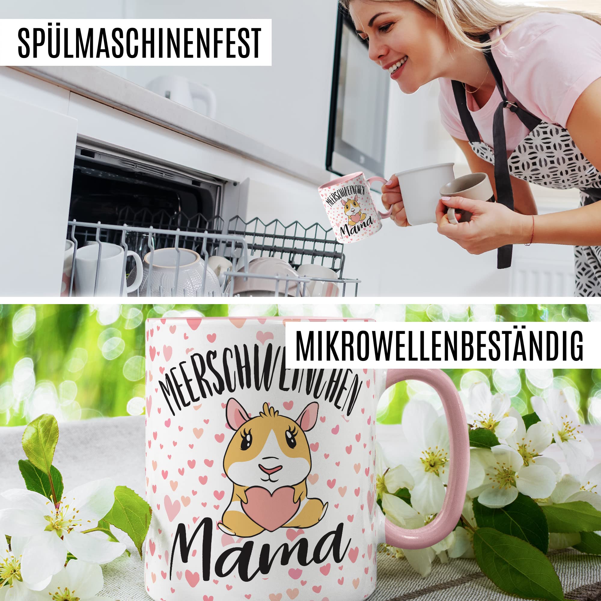 Meerschweinchen Mama Tasse mit Spruch lustige Meerschwein Kaffeetasse Geschenk Kaffee-Becher Meersau süß Geschenkidee Kollegin Humor Freundin Cartoon Aufdruck witzig Haustier