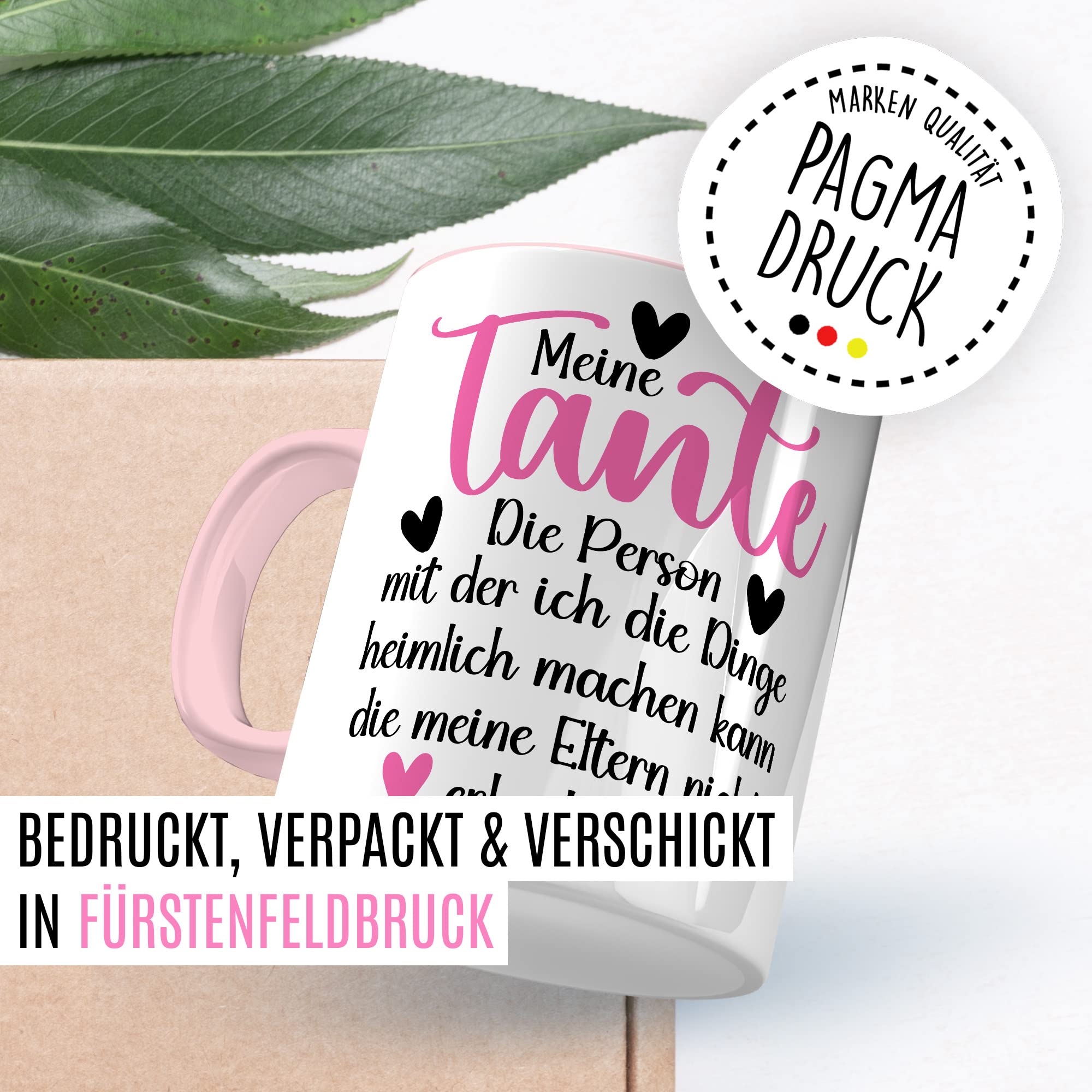 Tante Tasse Geschenk Patentante Kaffeetasse lustig Geschenkidee Familie Kaffee-Becher Nichte Neffe Humor Heimlich Dinge die meine Eltern nicht erlauben Spruch