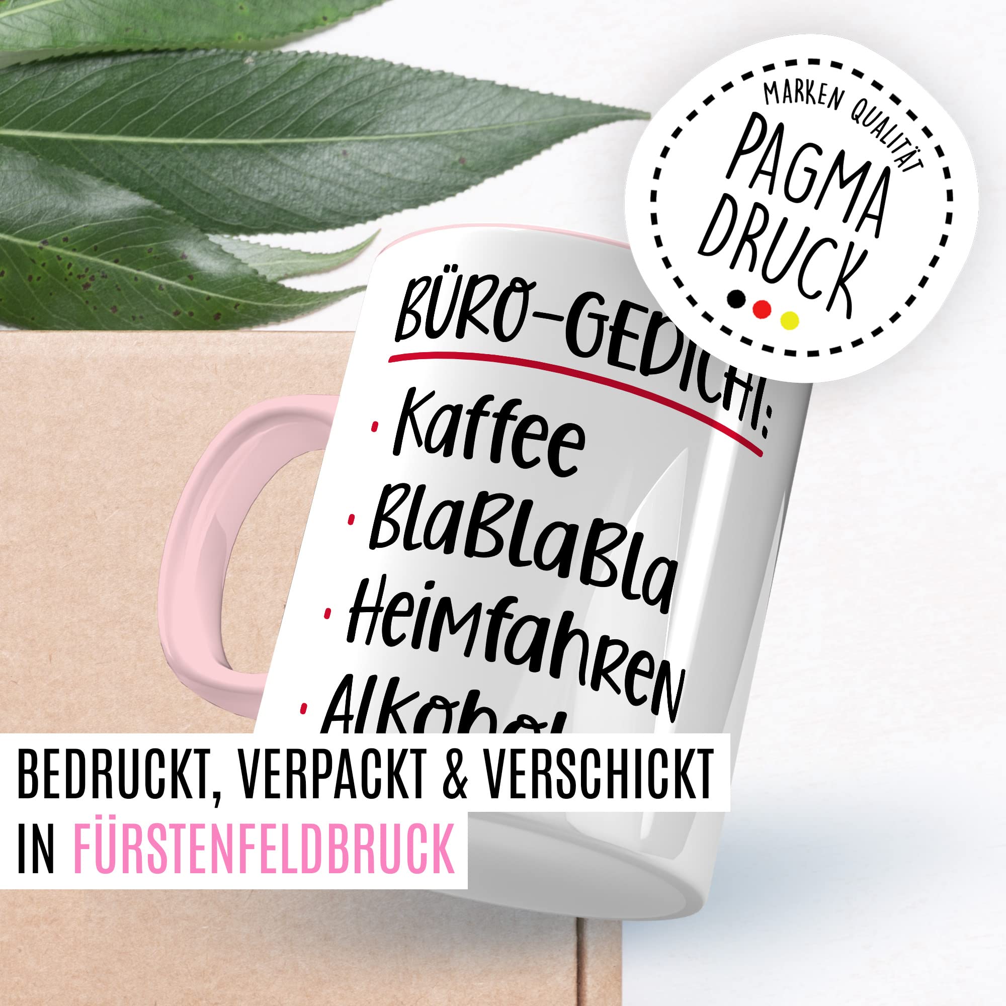 Büro Gedicht Tasse lustig Kaffee Alkohol Spruch Kaffeetasse Kollege Geschenk Kaffee-Becher Kollegin Geschenkidee Humor