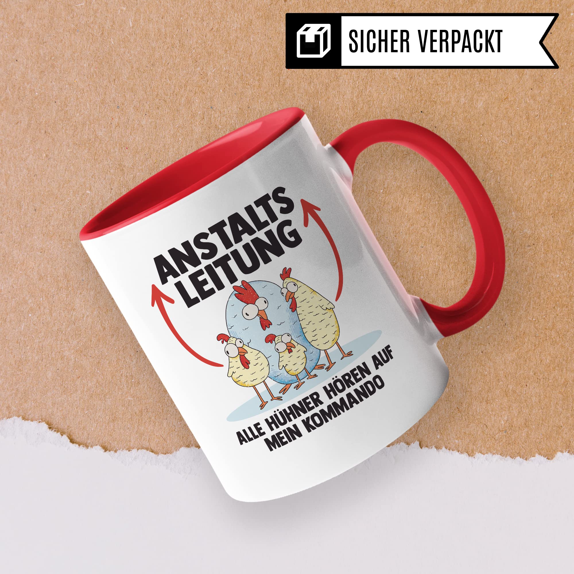 Hühner Tasse Huhn Kaffeetasse Anstaltsleitung Kaffee-Becher Hühnerhalter Geschenk Hühnerbesitzer Geschenkidee Lustig Humor Spruch