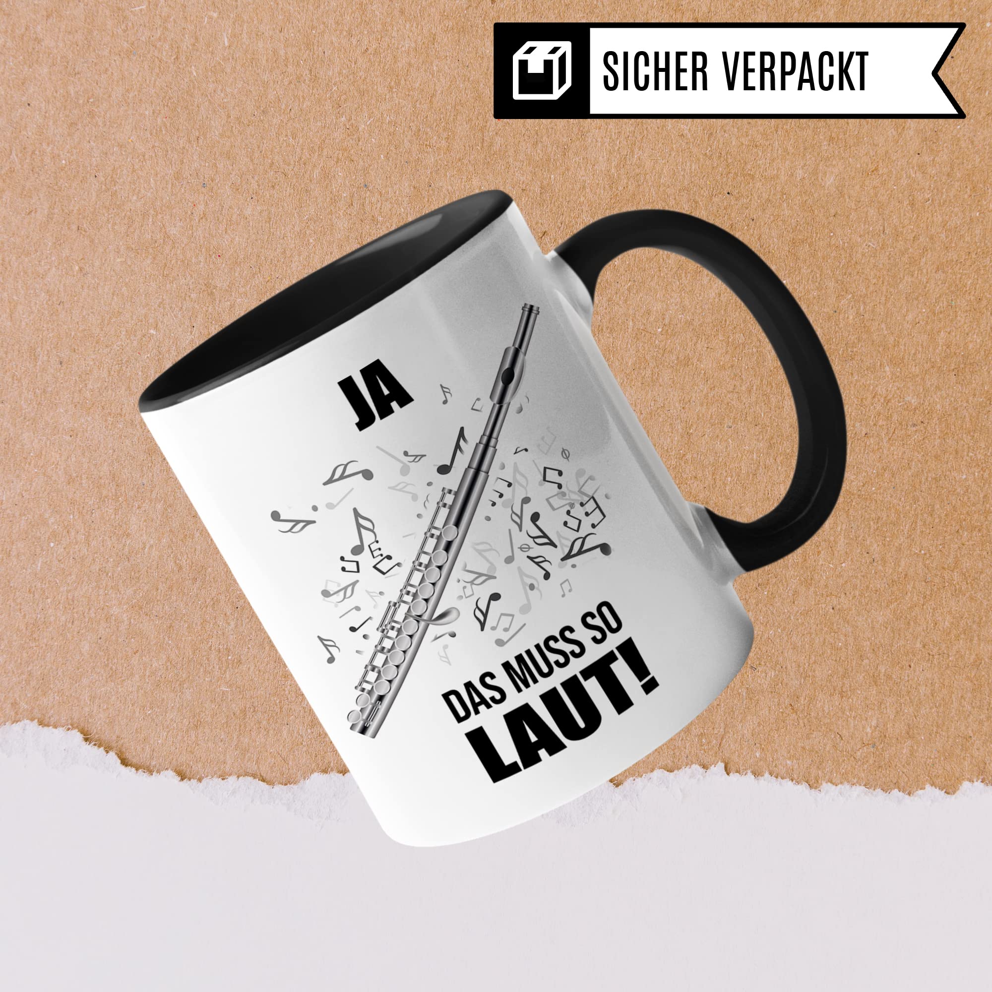 Querflöte Tasse - Musik Geschenk für Flötist Flötistin - Kaffeetasse Musiker Quer-Flötenspieler - Instrument Geschenkideen Becher Querflötist Querflötistin Spruch Kaffeebecher