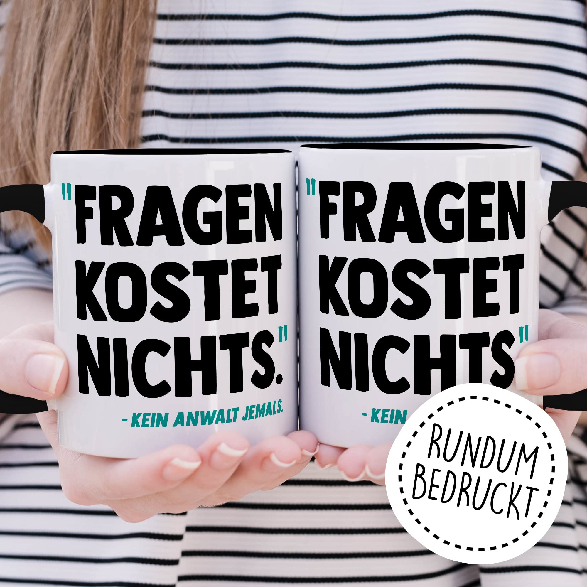 Tasse Anwalt Geschenk, Fragen kostet nichts Geschenkidee Jurastudent Jura Kaffee-Becher Tasse mit Spruch lustig Kaffeetasse Teetasse angehender Anwalt Studium Anwältin Staatsanwalt