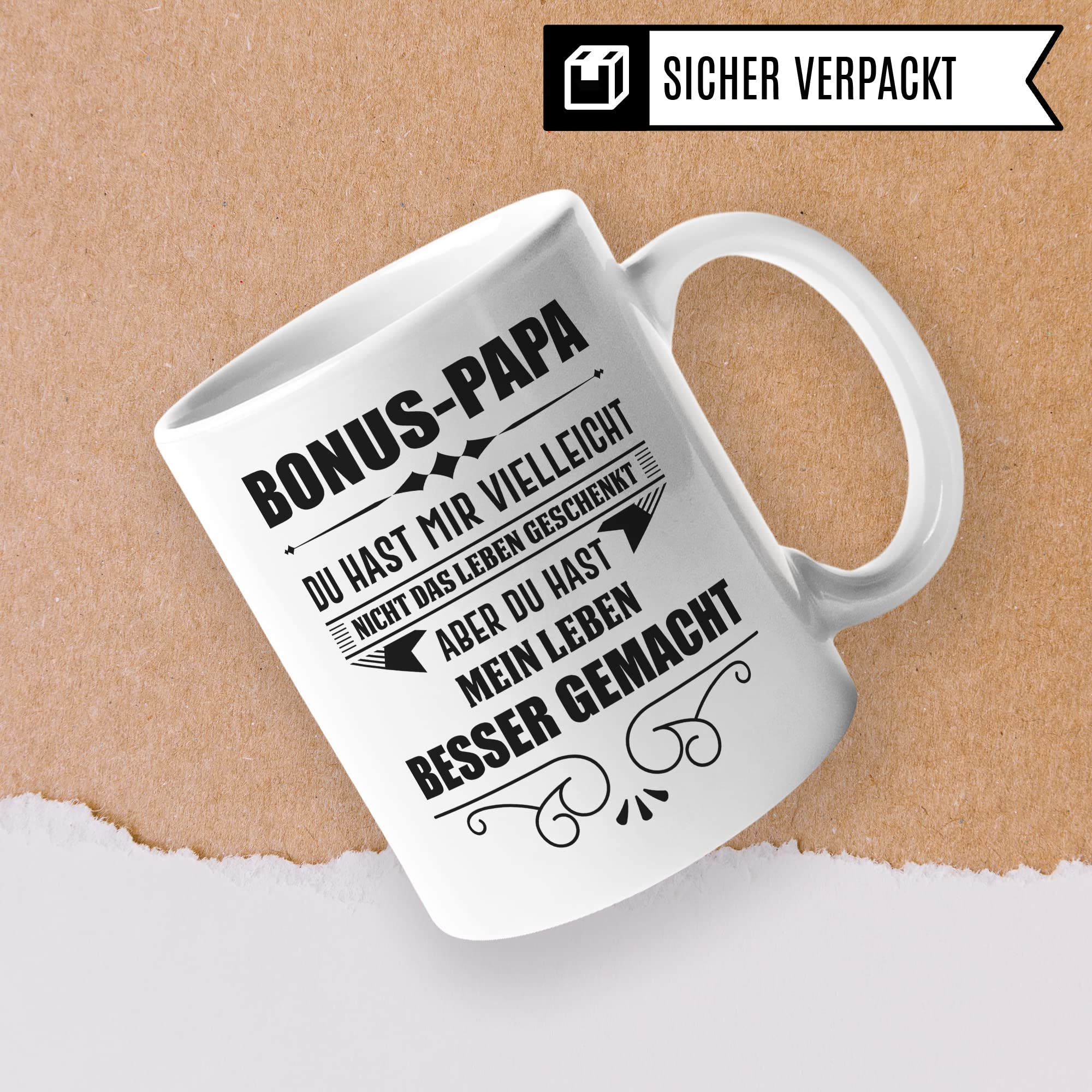 Pagma Druck Tasse Stiefvater - Bonus Papa Kaffeetasse Geschenk Spruch - Bonuspapa Stief Vater Geschenkidee Kaffeebecher