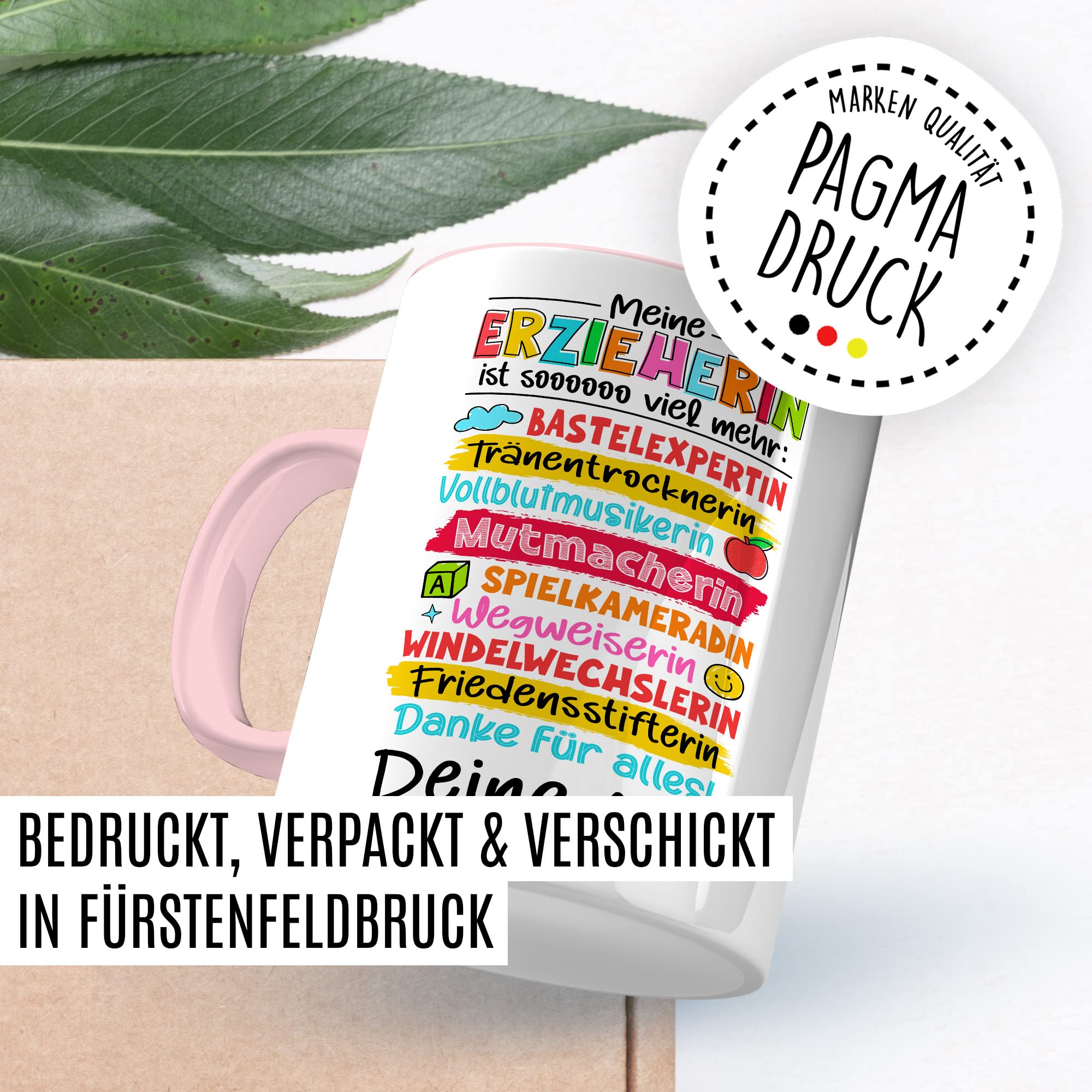 Erzieherin Tasse Geschenk, Meine Erzieherin ist soooo viel mehr Geschenkidee Kaffeetasse mit Spruch lustig Kaffee-Becher Kindergarten Kinderheim Abschiedsgeschenk