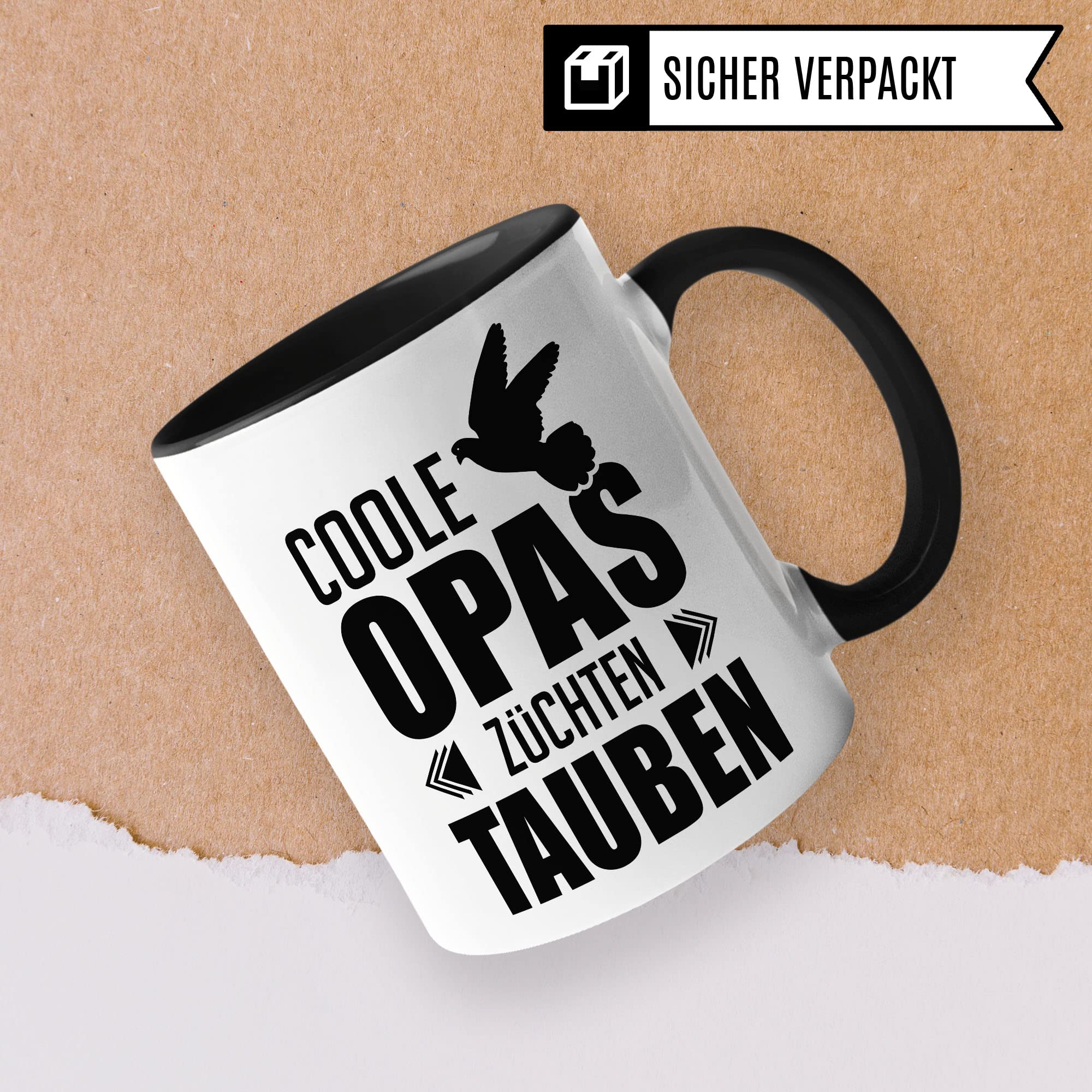 Opa Tasse Geschenkidee, Kaffebecher mit Spruch lustig, Taubenzüchter Geschenk, Kaffeetasse Humor Witz Geschenk für Großvater, Taube Teetasse