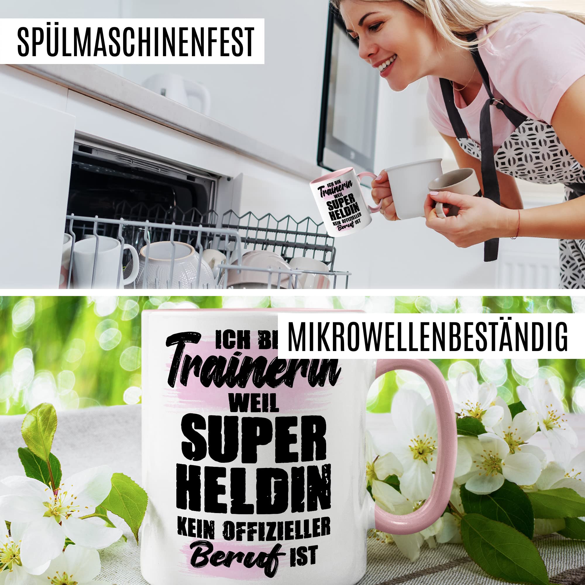 Tasse Trainerin Geschenk, Ich bin Trainerin weil Superhelding kein offizieller Beruf ist Geschenkidee Kaffee-Becher Kaffeetasse mit Spruch lustig Coach Teetasse