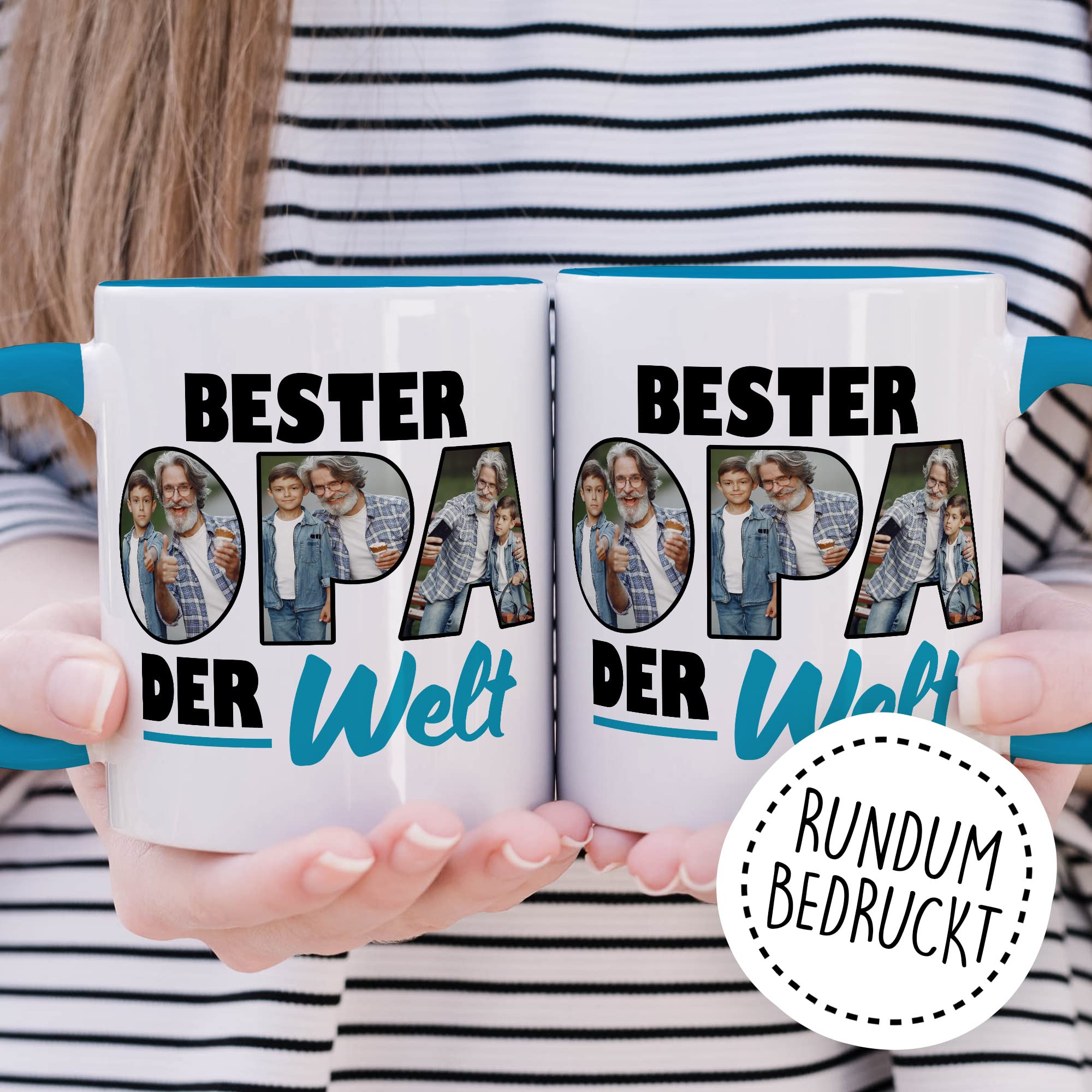 Opa Tasse personalisierbar mit Bild, Bester Opa der Welt, Geschenk personalisiert Großvater Spruch Enkelkinder schöner Spruch Geschenkidee Kaffeetasse Enkel