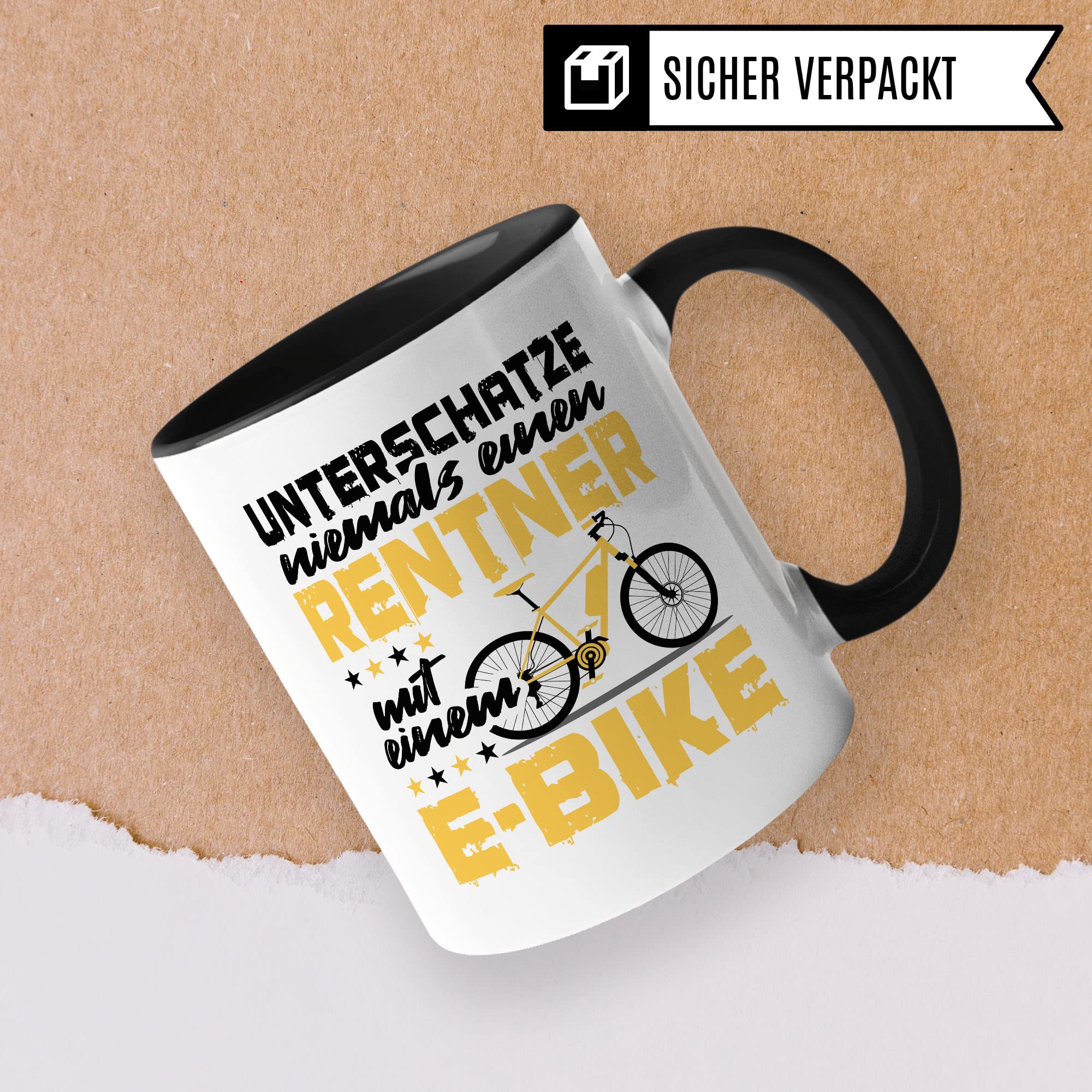 E-Bike Tasse Geschenkidee Fahrrad Kaffeetasse Humor Witz Geschenk für Renter Kaffeebecher Elektrofahrrad Becher